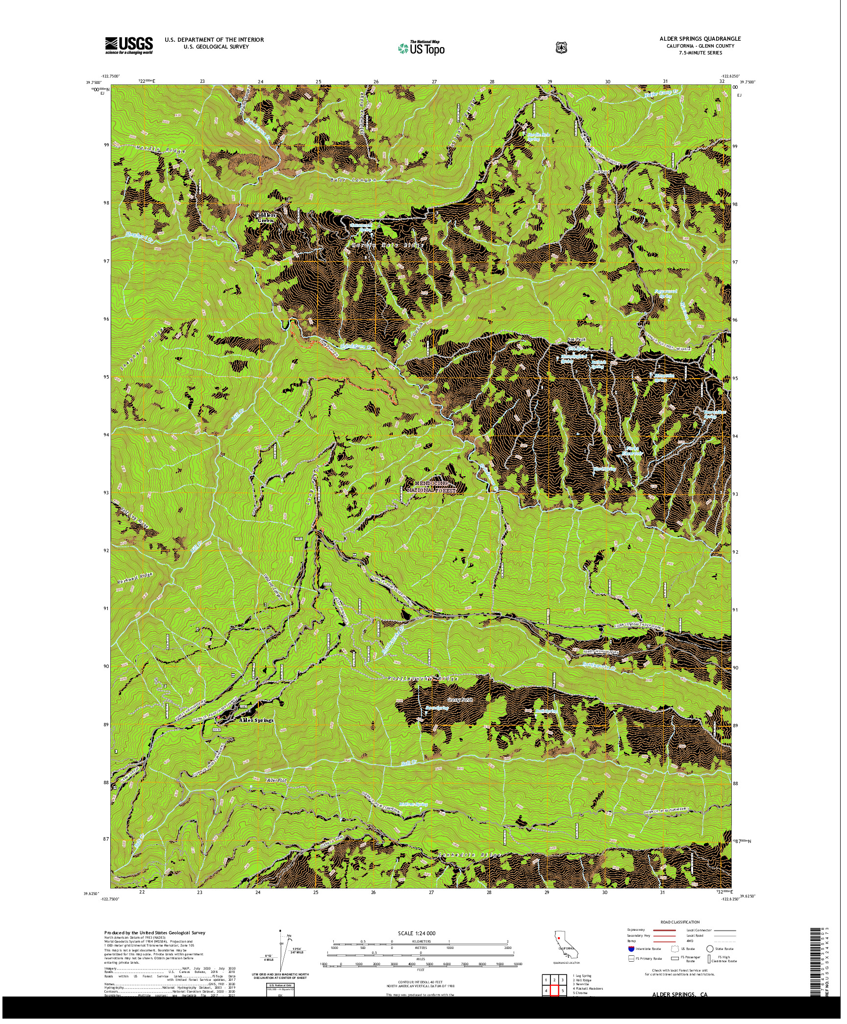 US TOPO 7.5-MINUTE MAP FOR ALDER SPRINGS, CA