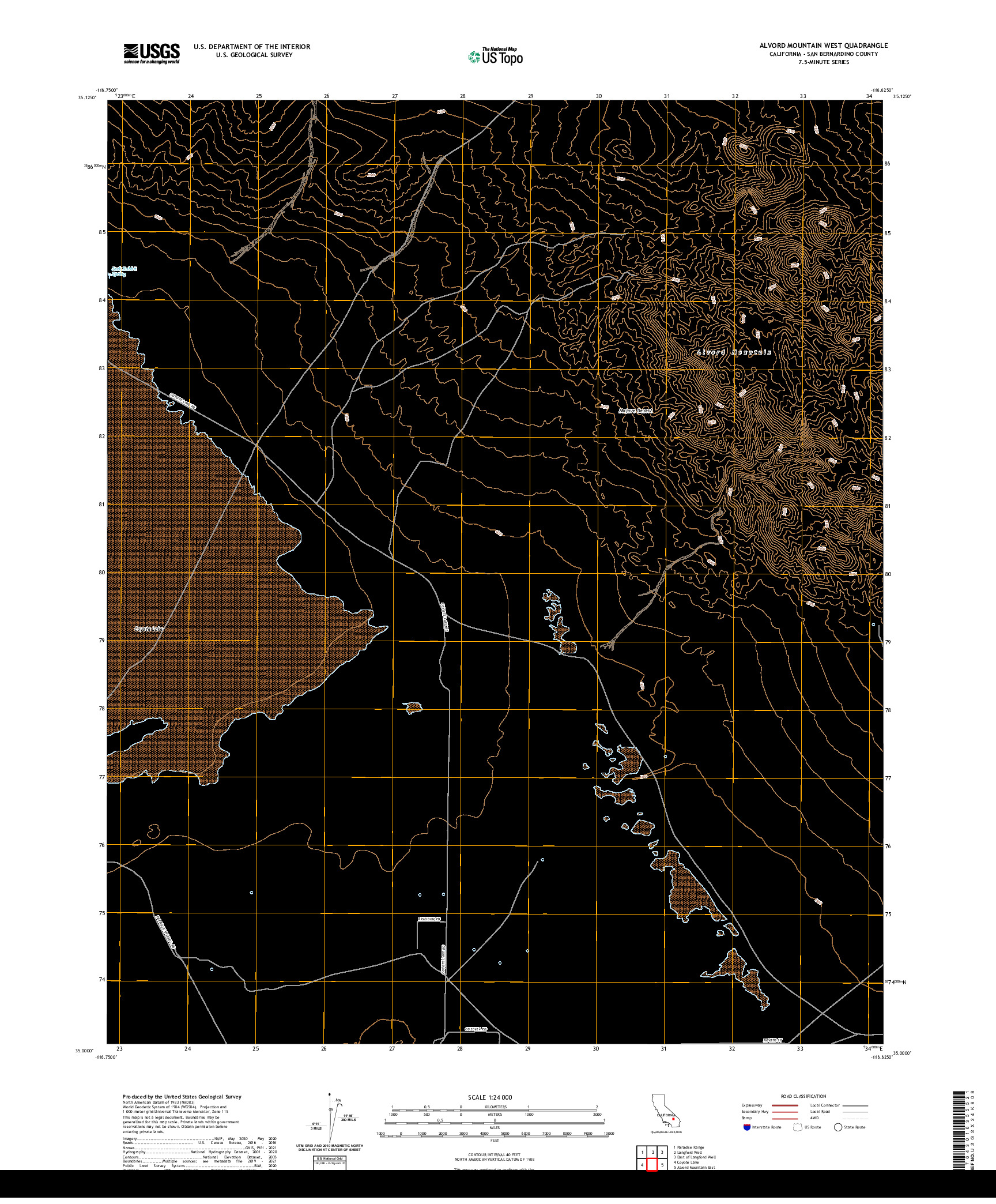 US TOPO 7.5-MINUTE MAP FOR ALVORD MOUNTAIN WEST, CA