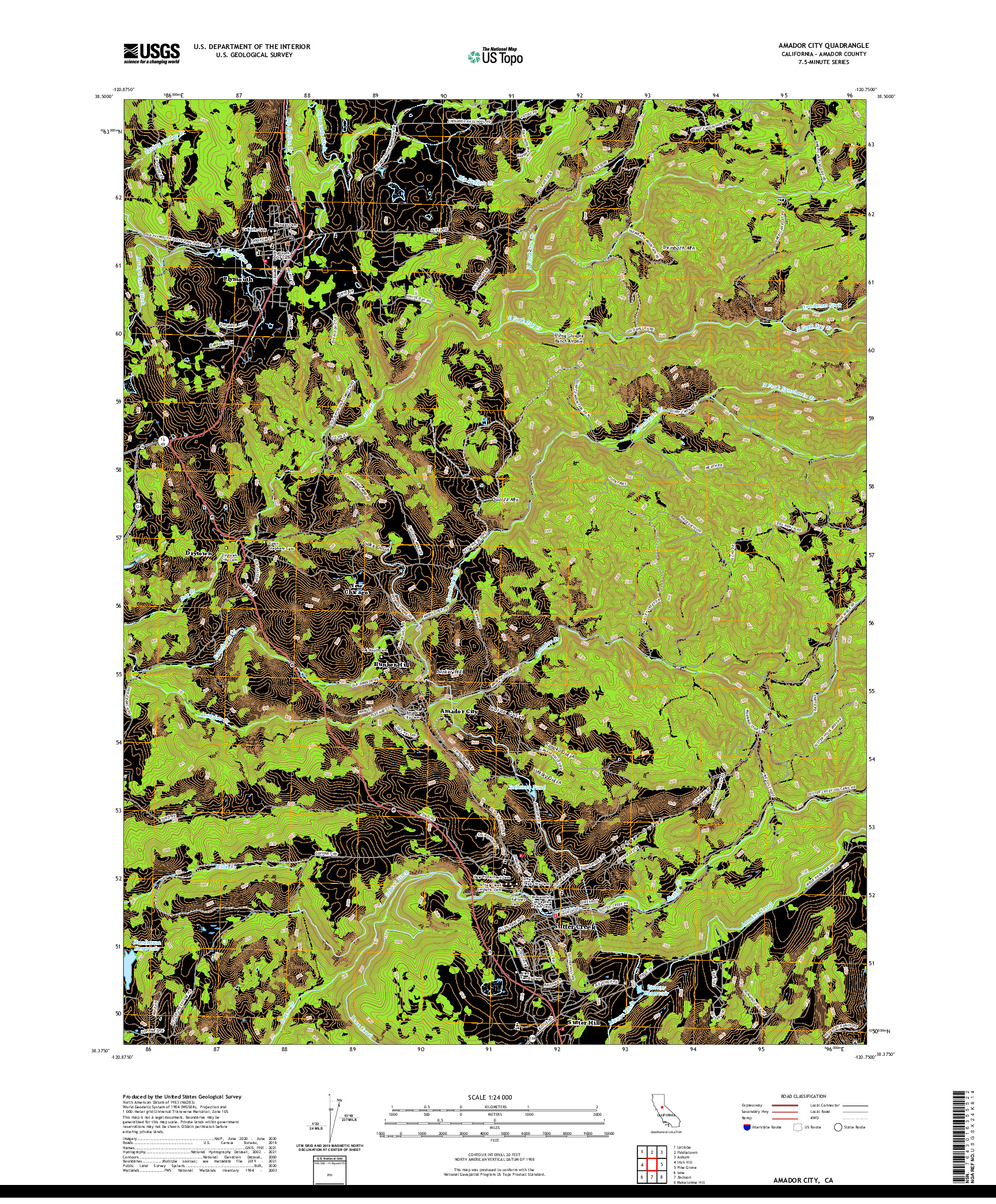 US TOPO 7.5-MINUTE MAP FOR AMADOR CITY, CA