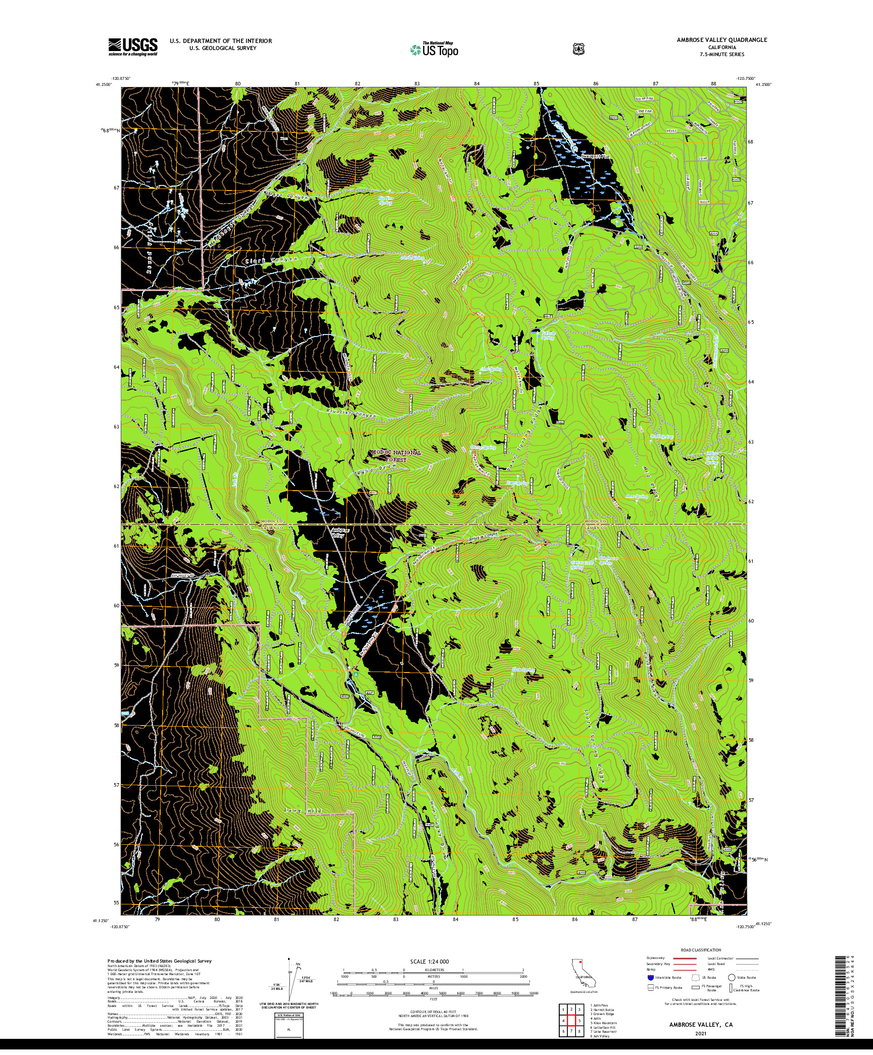 US TOPO 7.5-MINUTE MAP FOR AMBROSE VALLEY, CA