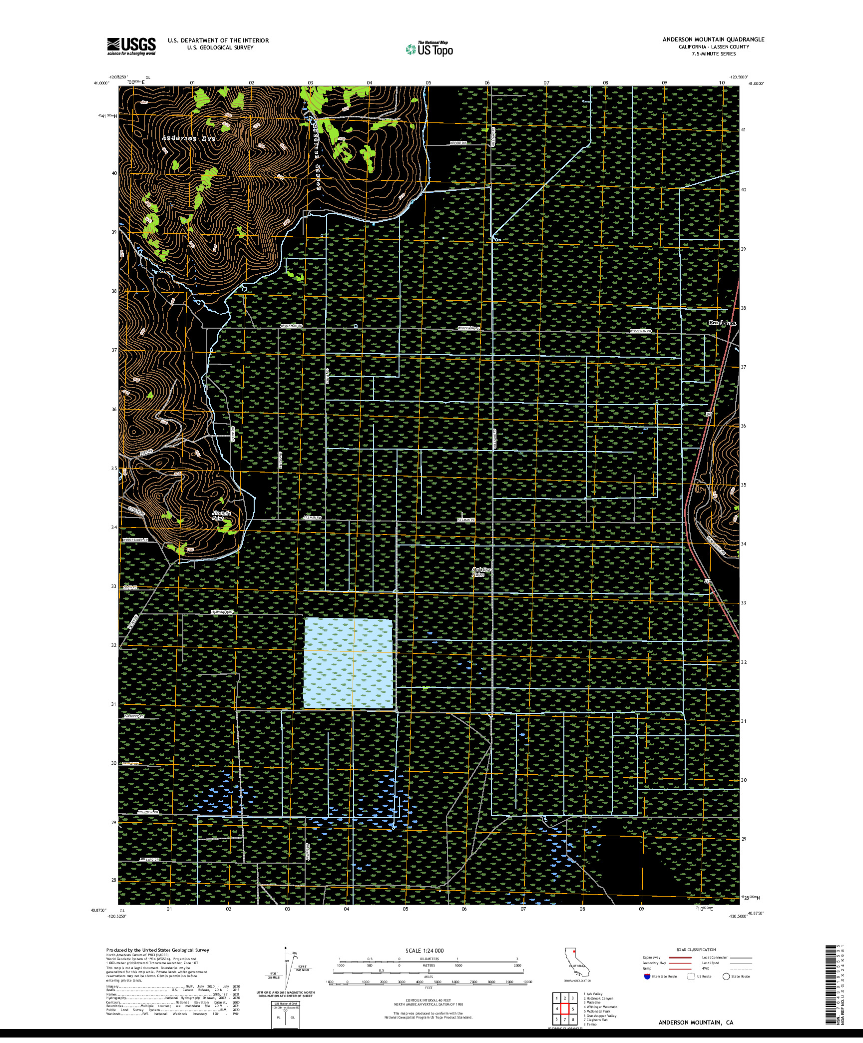 US TOPO 7.5-MINUTE MAP FOR ANDERSON MOUNTAIN, CA