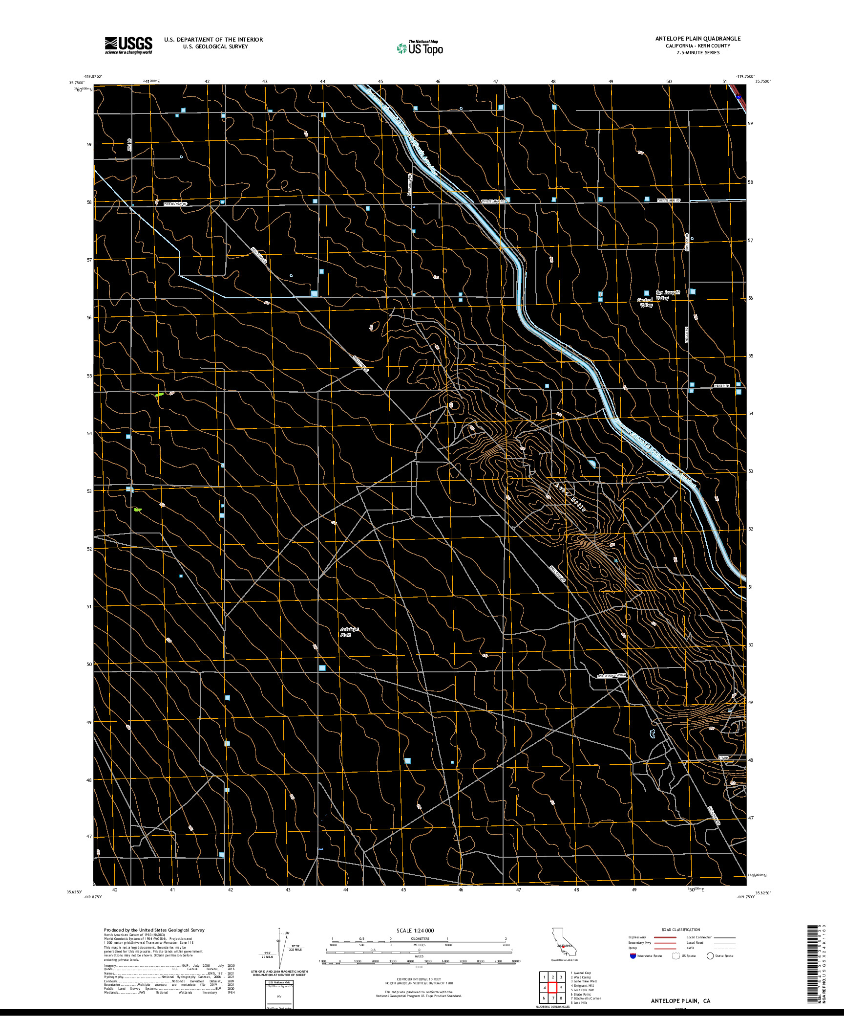 US TOPO 7.5-MINUTE MAP FOR ANTELOPE PLAIN, CA