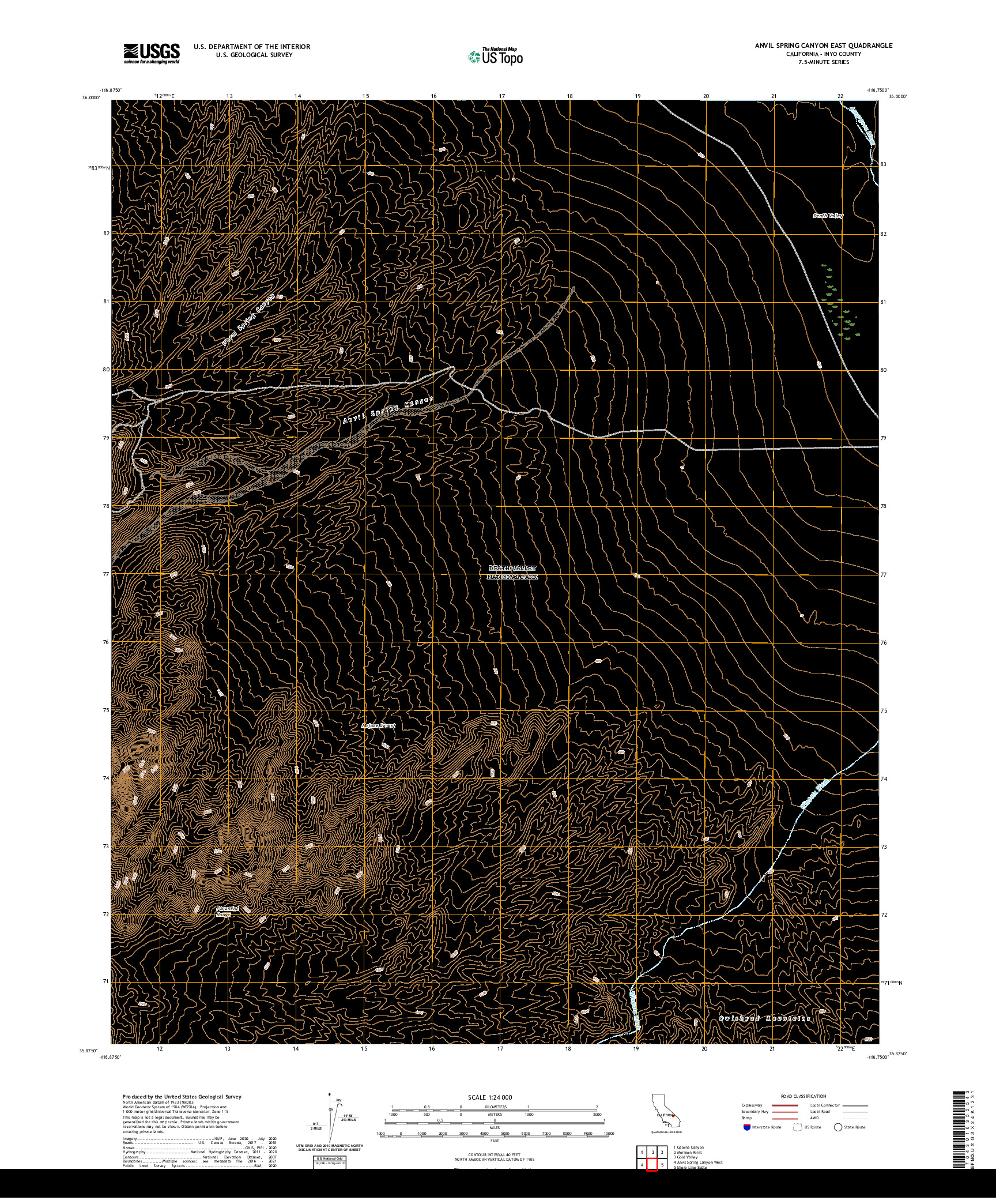 US TOPO 7.5-MINUTE MAP FOR ANVIL SPRING CANYON EAST, CA