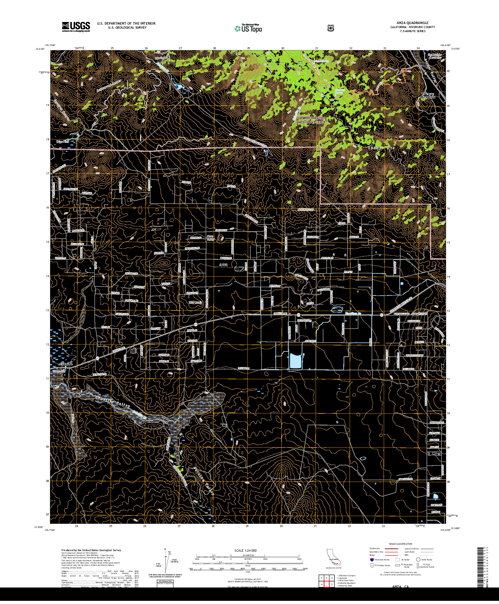 US TOPO 7.5-MINUTE MAP FOR ANZA, CA