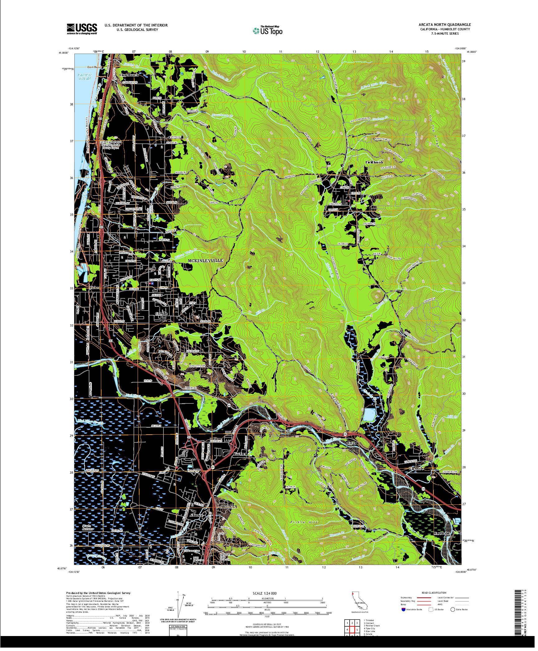 US TOPO 7.5-MINUTE MAP FOR ARCATA NORTH, CA