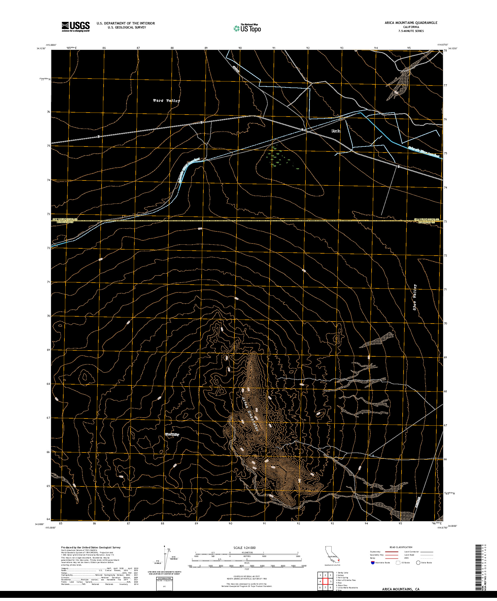 US TOPO 7.5-MINUTE MAP FOR ARICA MOUNTAINS, CA