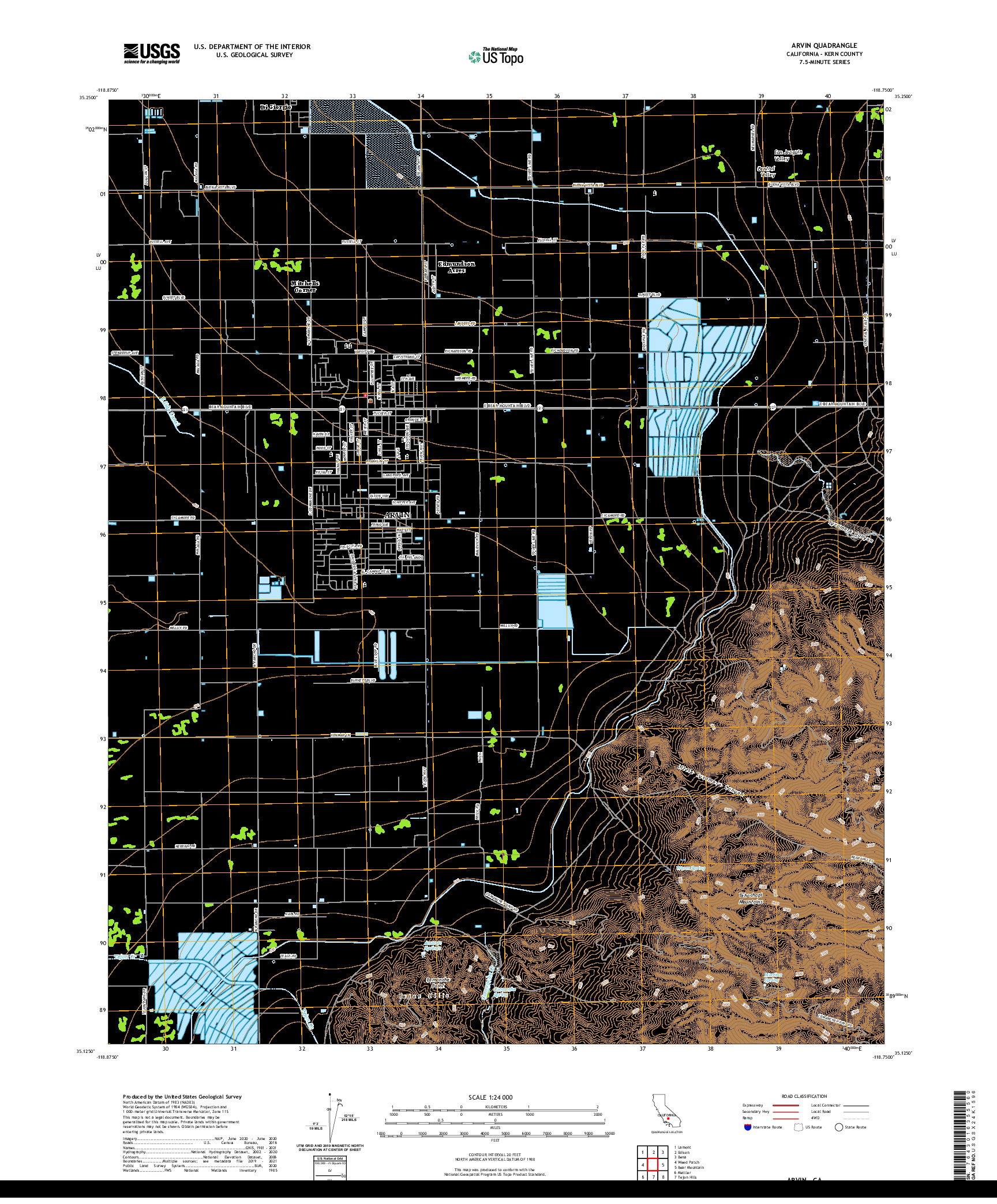 US TOPO 7.5-MINUTE MAP FOR ARVIN, CA