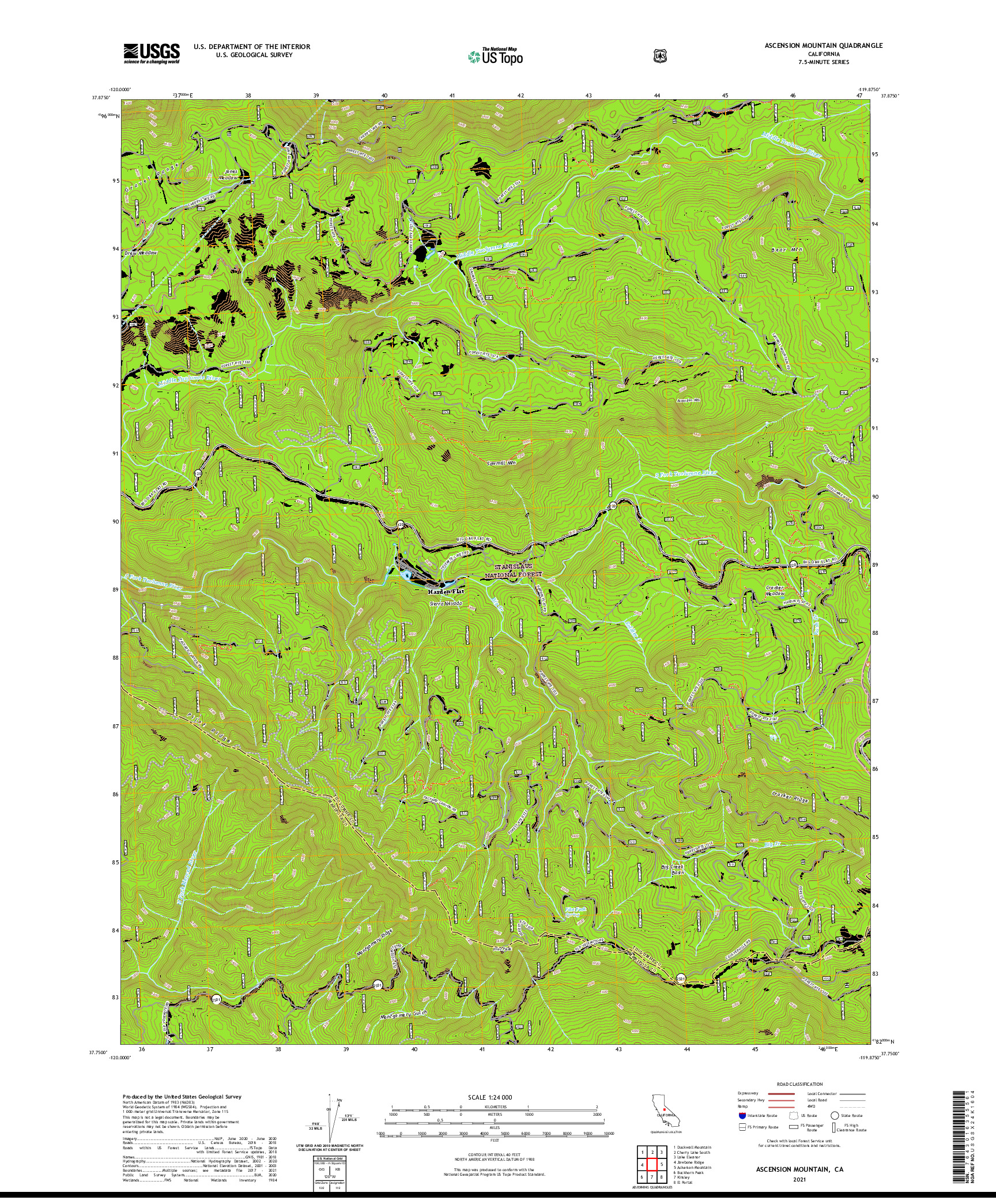 US TOPO 7.5-MINUTE MAP FOR ASCENSION MOUNTAIN, CA