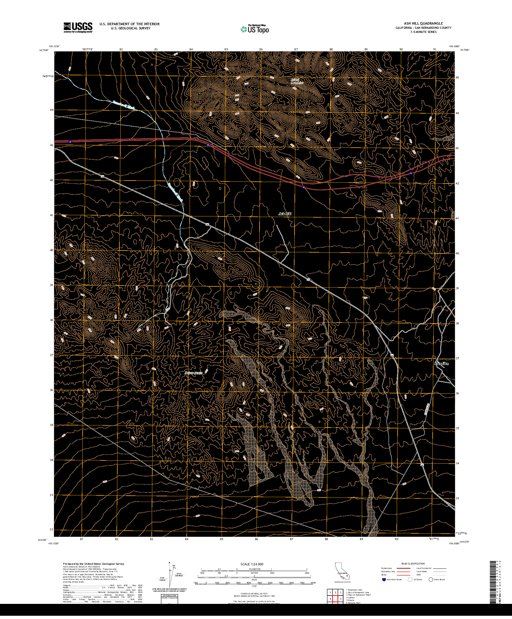 US TOPO 7.5-MINUTE MAP FOR ASH HILL, CA
