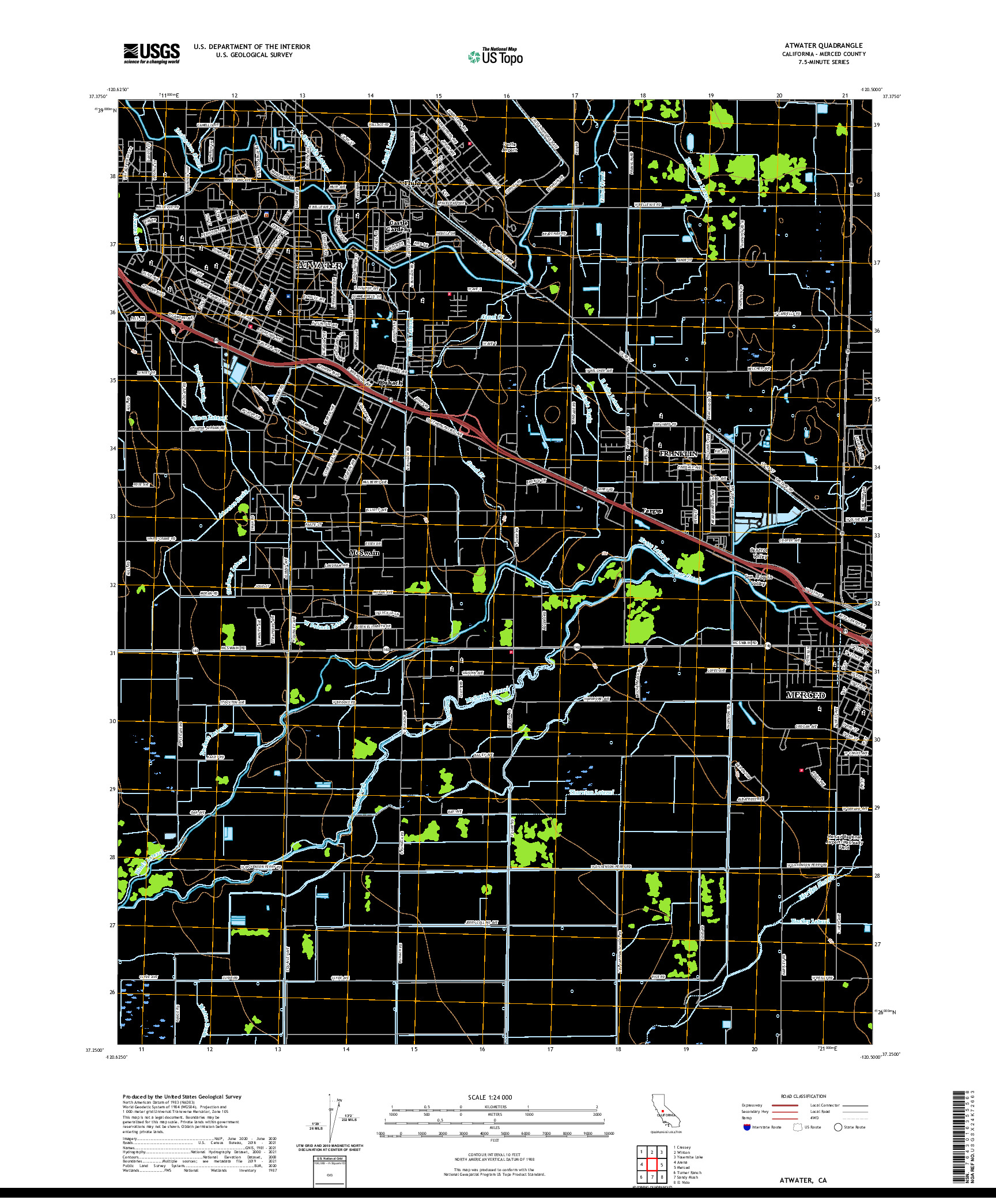 US TOPO 7.5-MINUTE MAP FOR ATWATER, CA