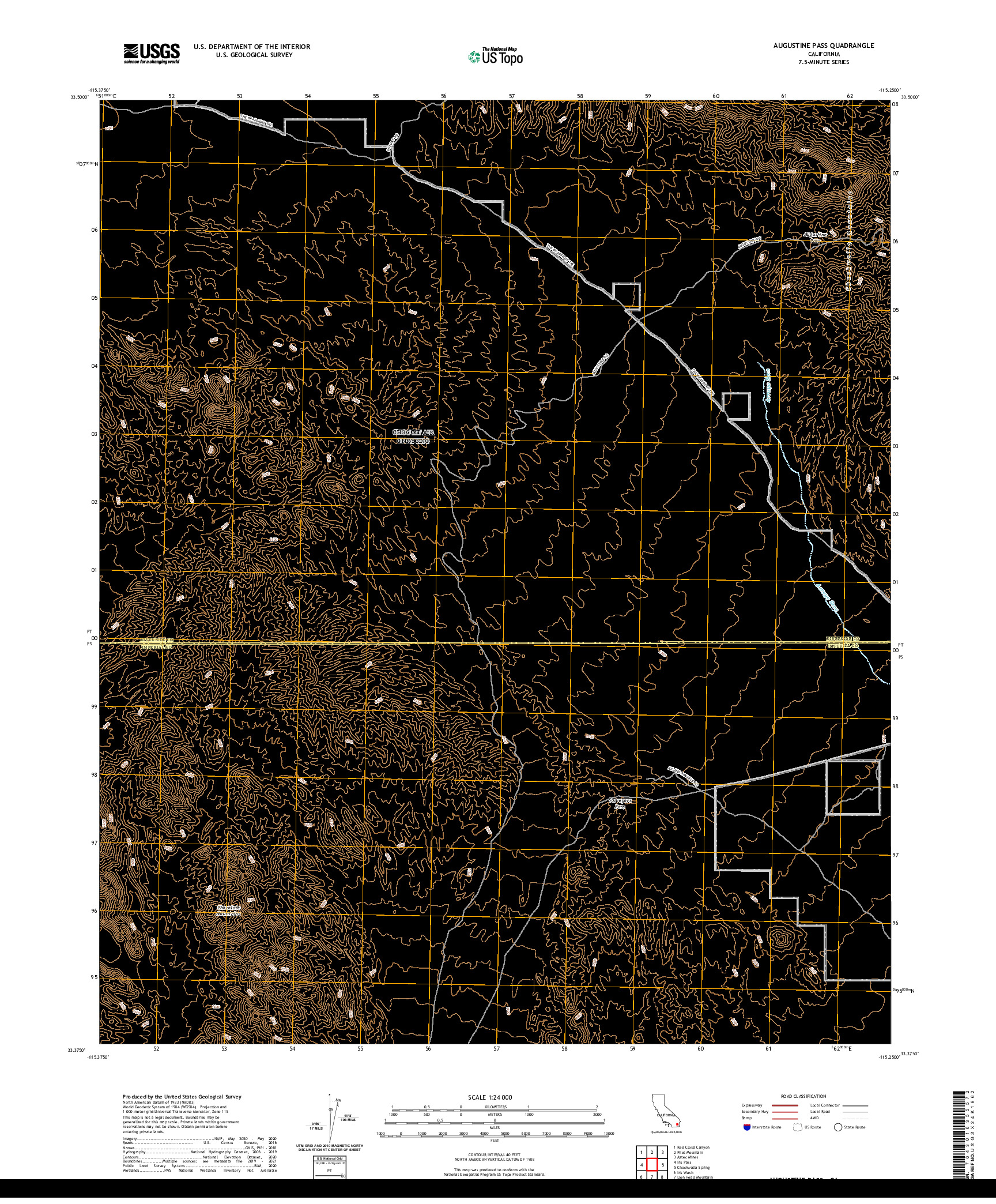 US TOPO 7.5-MINUTE MAP FOR AUGUSTINE PASS, CA