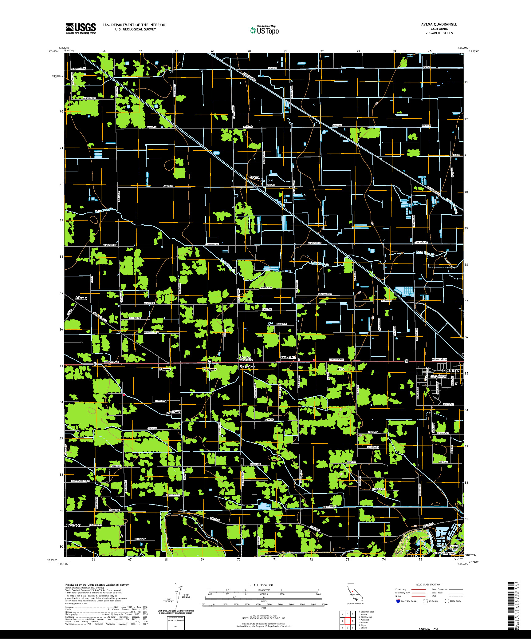 US TOPO 7.5-MINUTE MAP FOR AVENA, CA