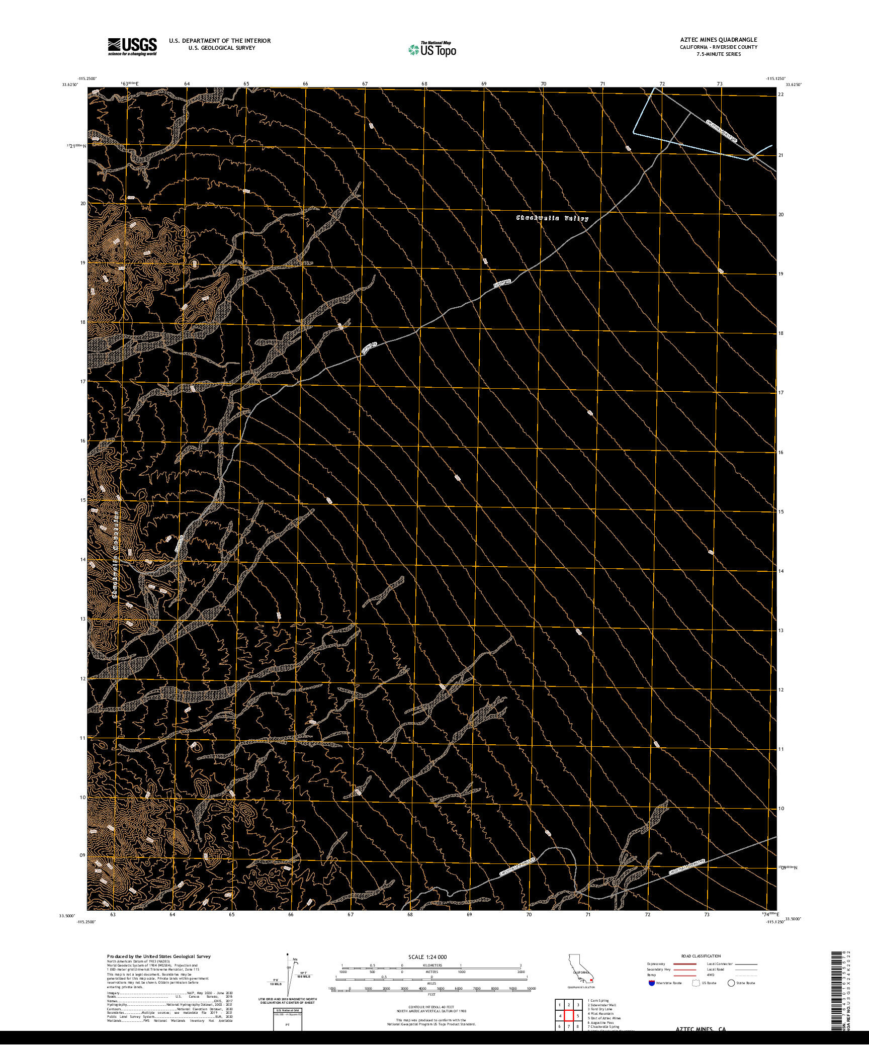 US TOPO 7.5-MINUTE MAP FOR AZTEC MINES, CA