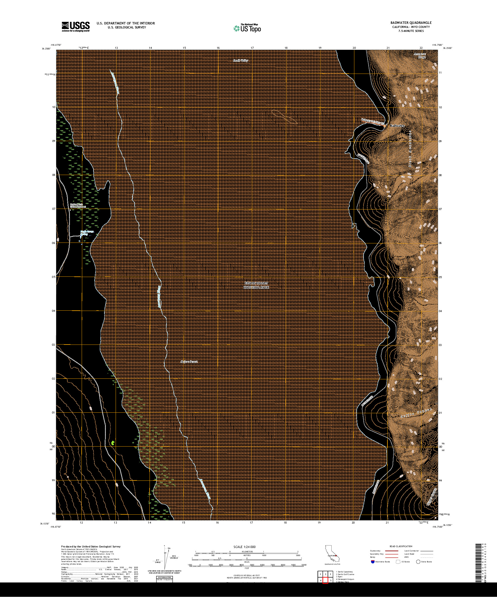 US TOPO 7.5-MINUTE MAP FOR BADWATER, CA