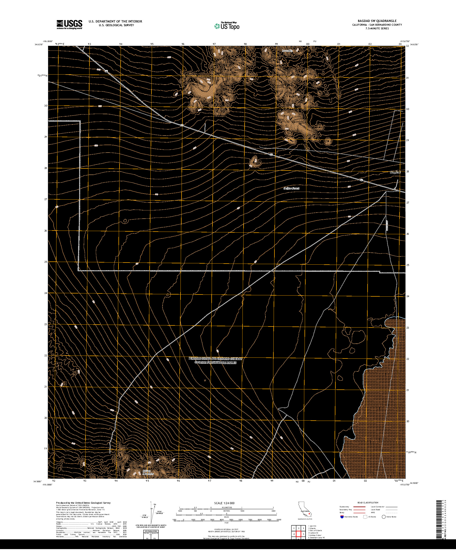 US TOPO 7.5-MINUTE MAP FOR BAGDAD SW, CA