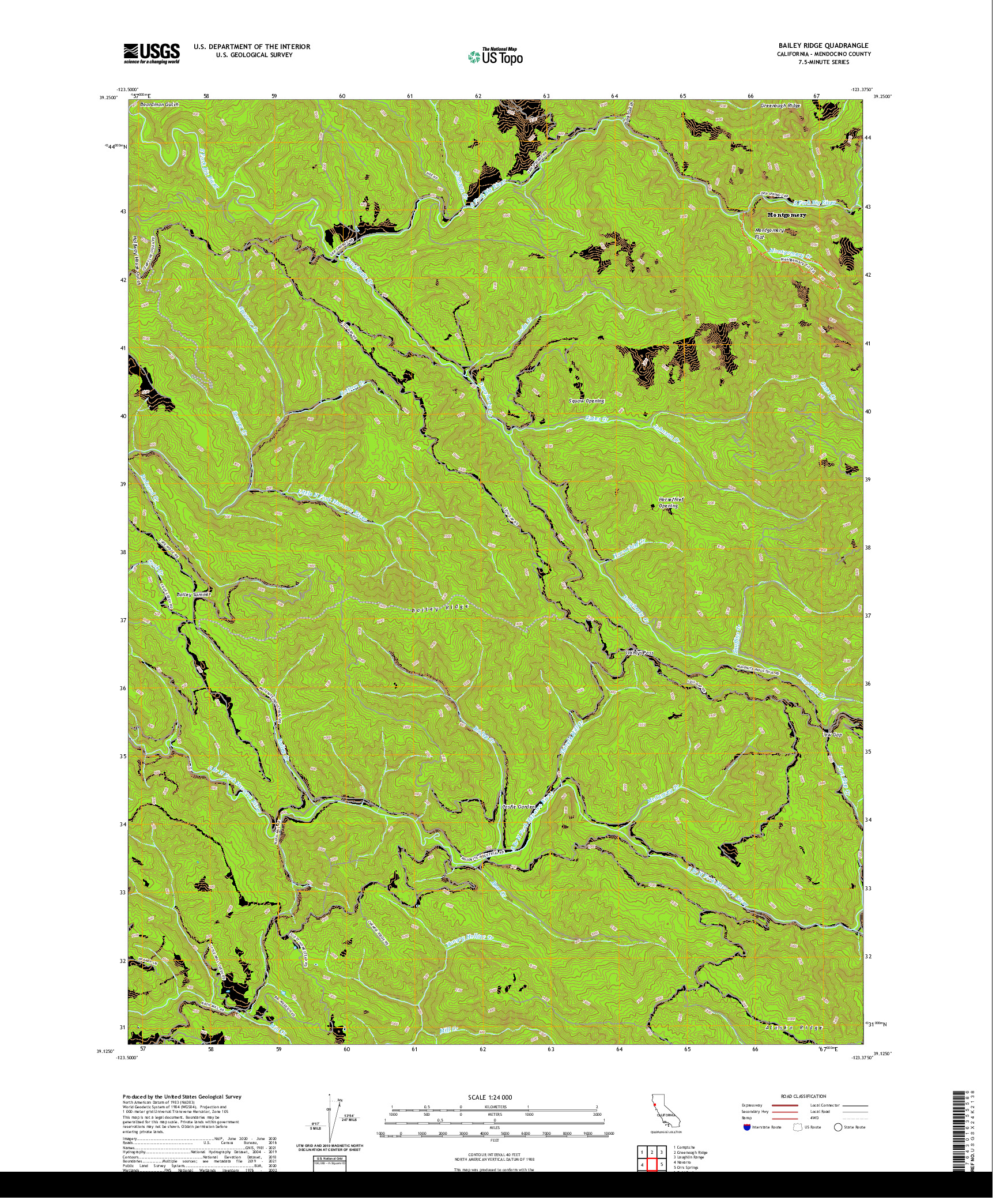 US TOPO 7.5-MINUTE MAP FOR BAILEY RIDGE, CA