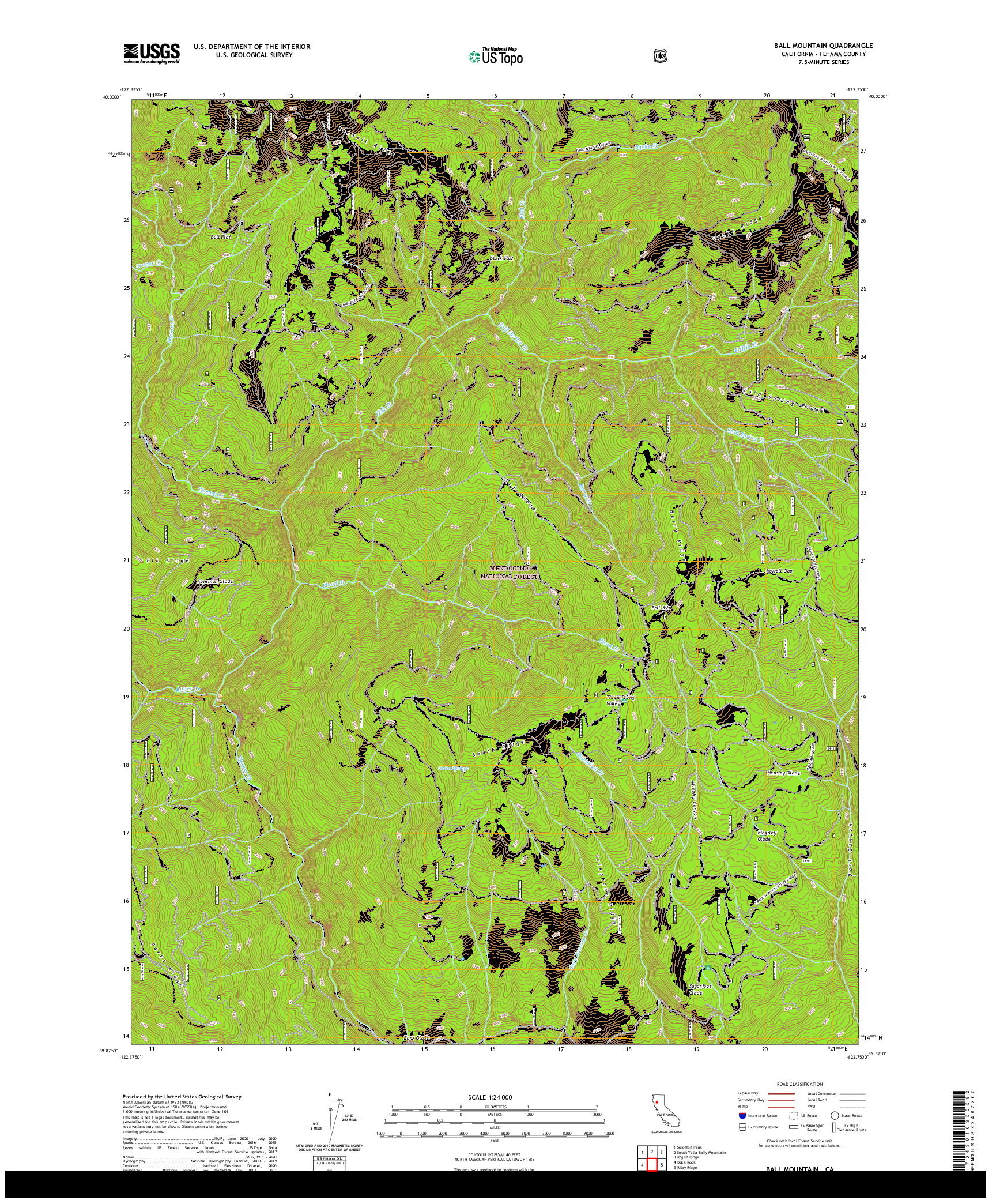 US TOPO 7.5-MINUTE MAP FOR BALL MOUNTAIN, CA