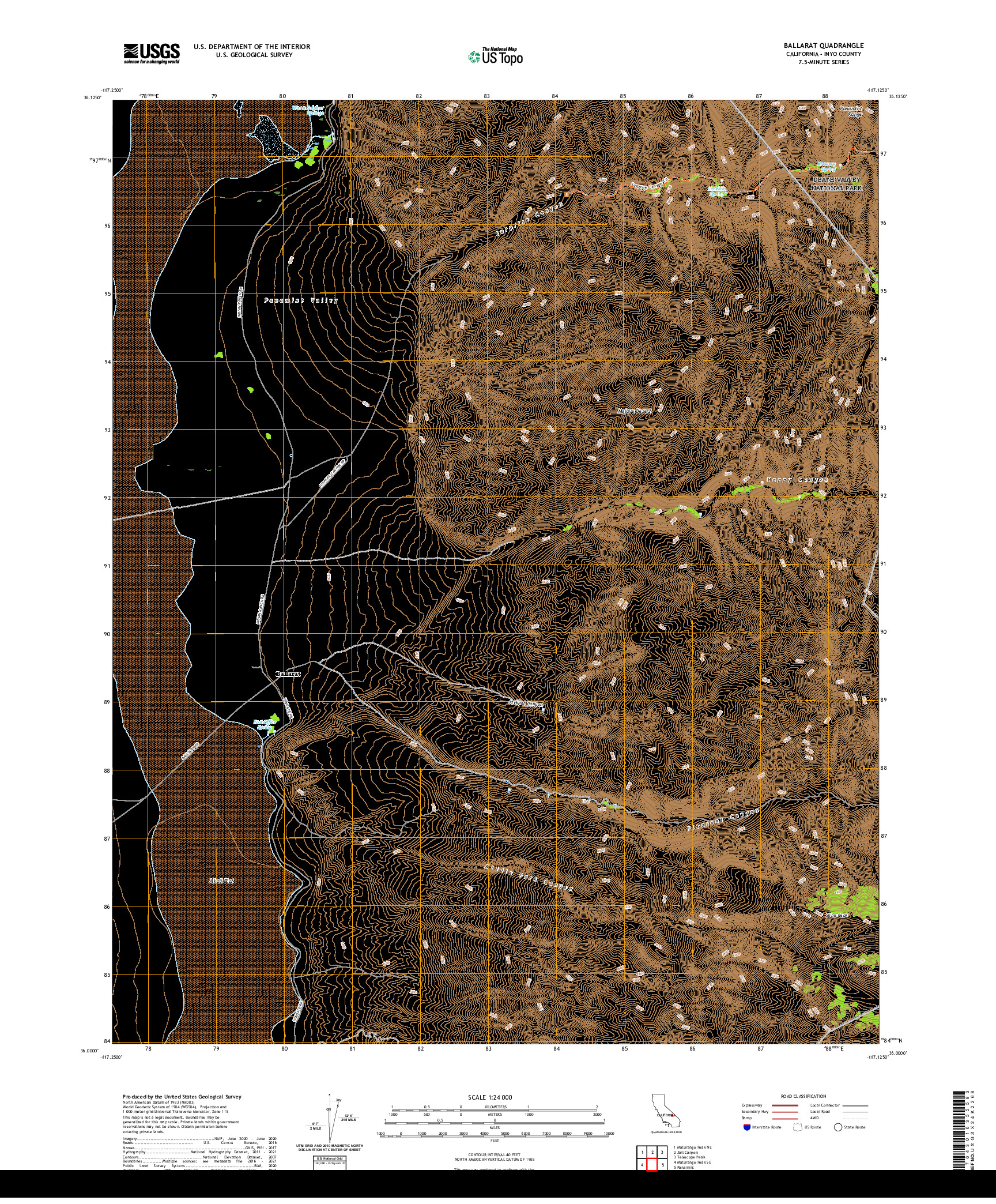 US TOPO 7.5-MINUTE MAP FOR BALLARAT, CA