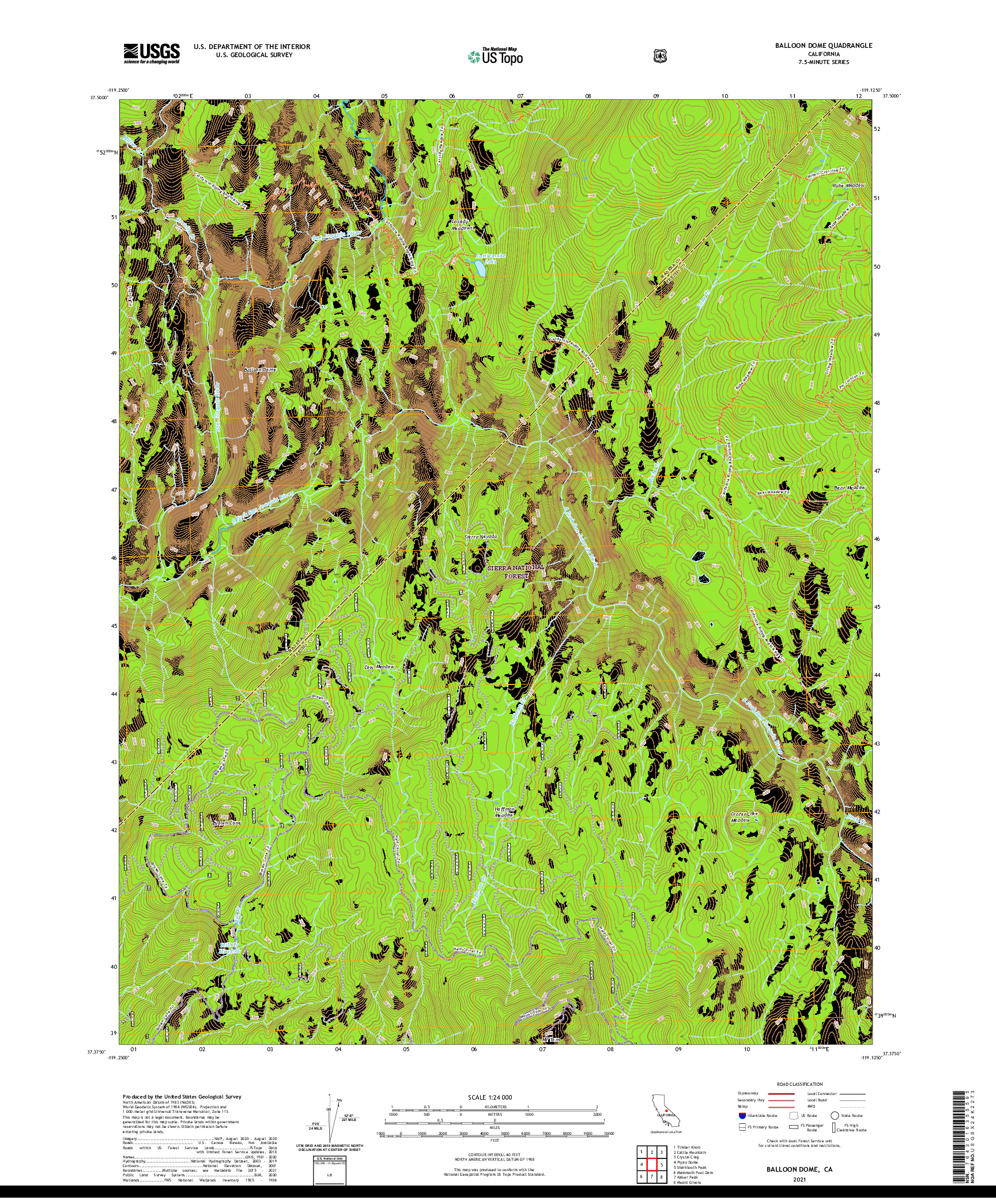 US TOPO 7.5-MINUTE MAP FOR BALLOON DOME, CA