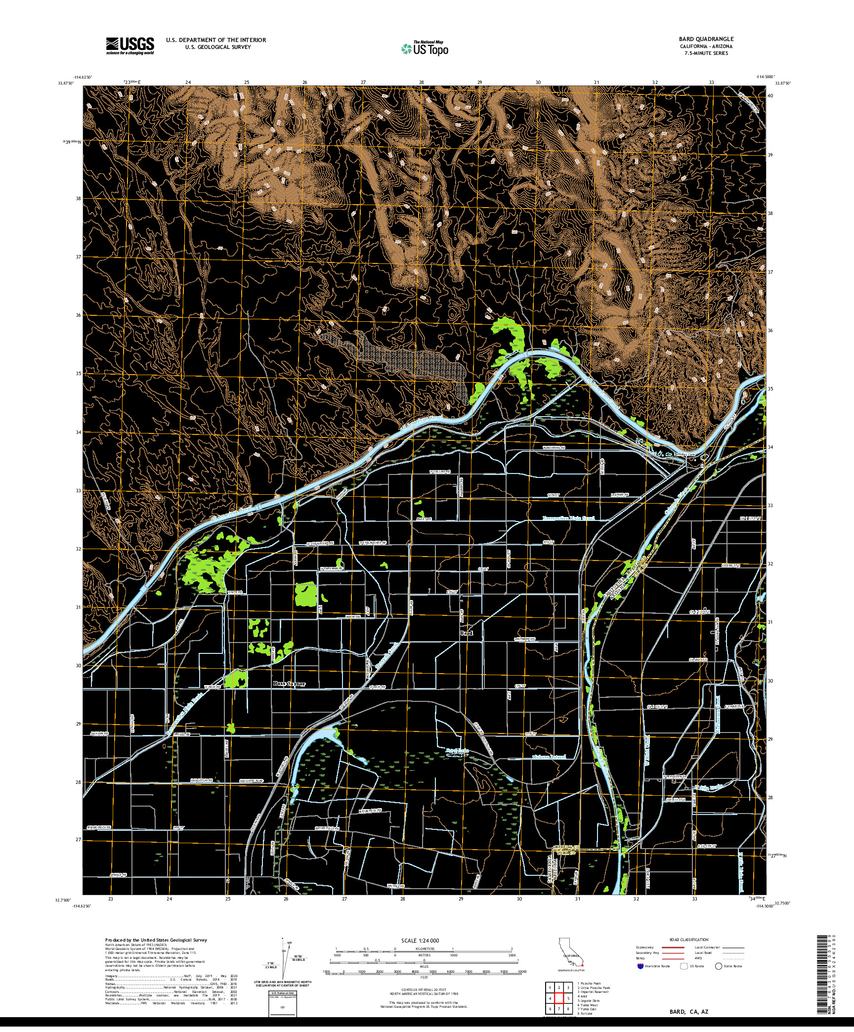 US TOPO 7.5-MINUTE MAP FOR BARD, CA,AZ