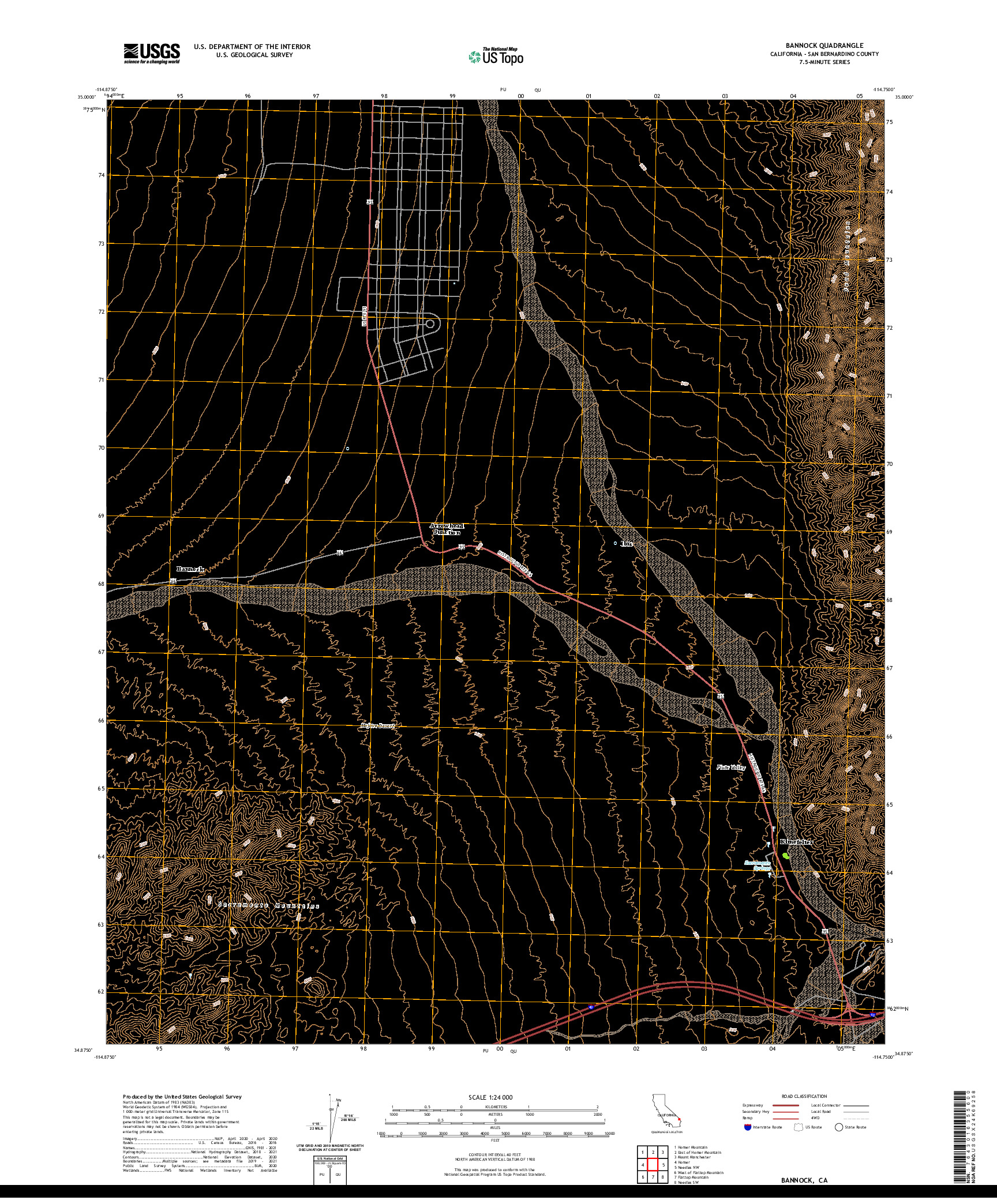 US TOPO 7.5-MINUTE MAP FOR BANNOCK, CA