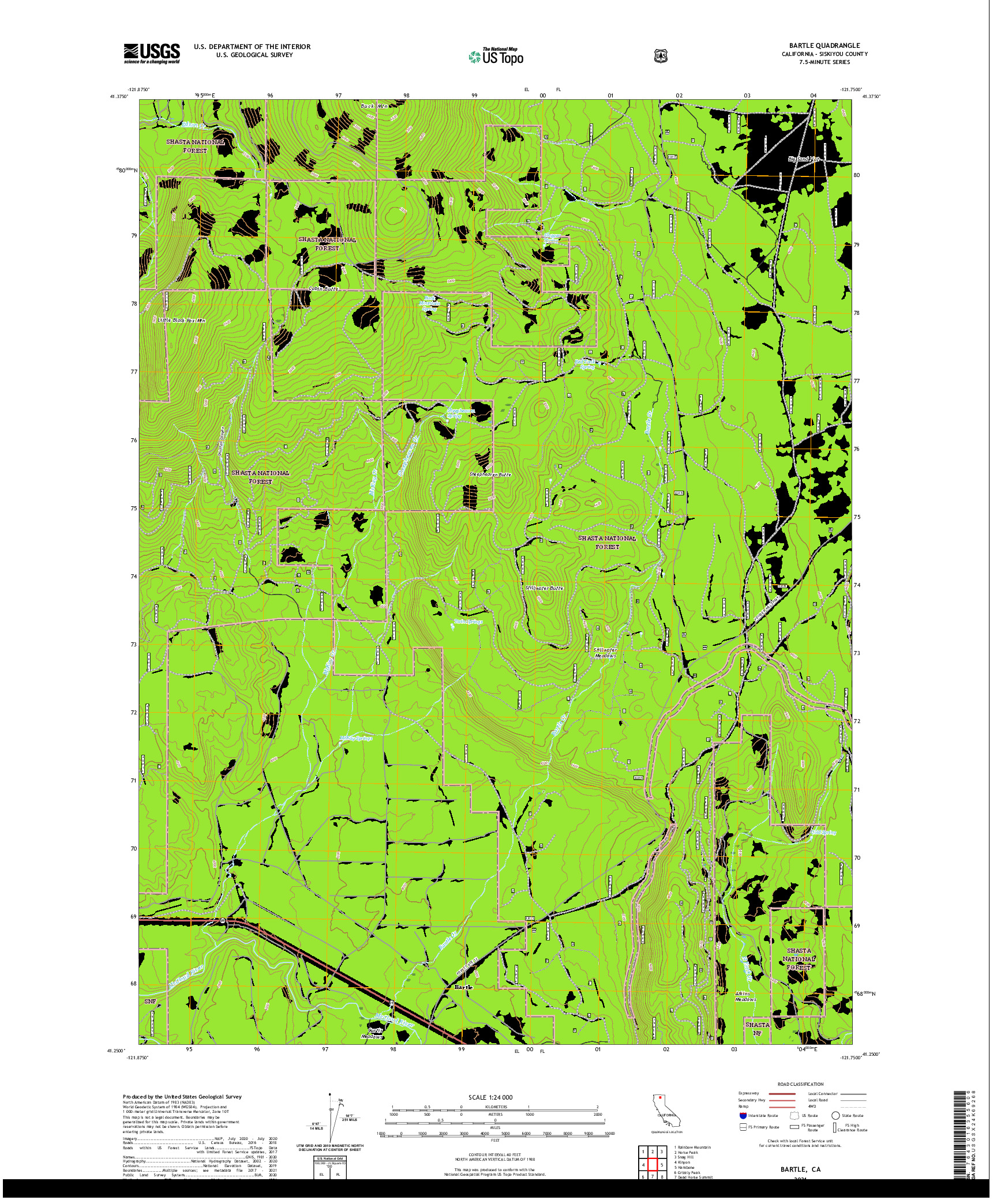 US TOPO 7.5-MINUTE MAP FOR BARTLE, CA