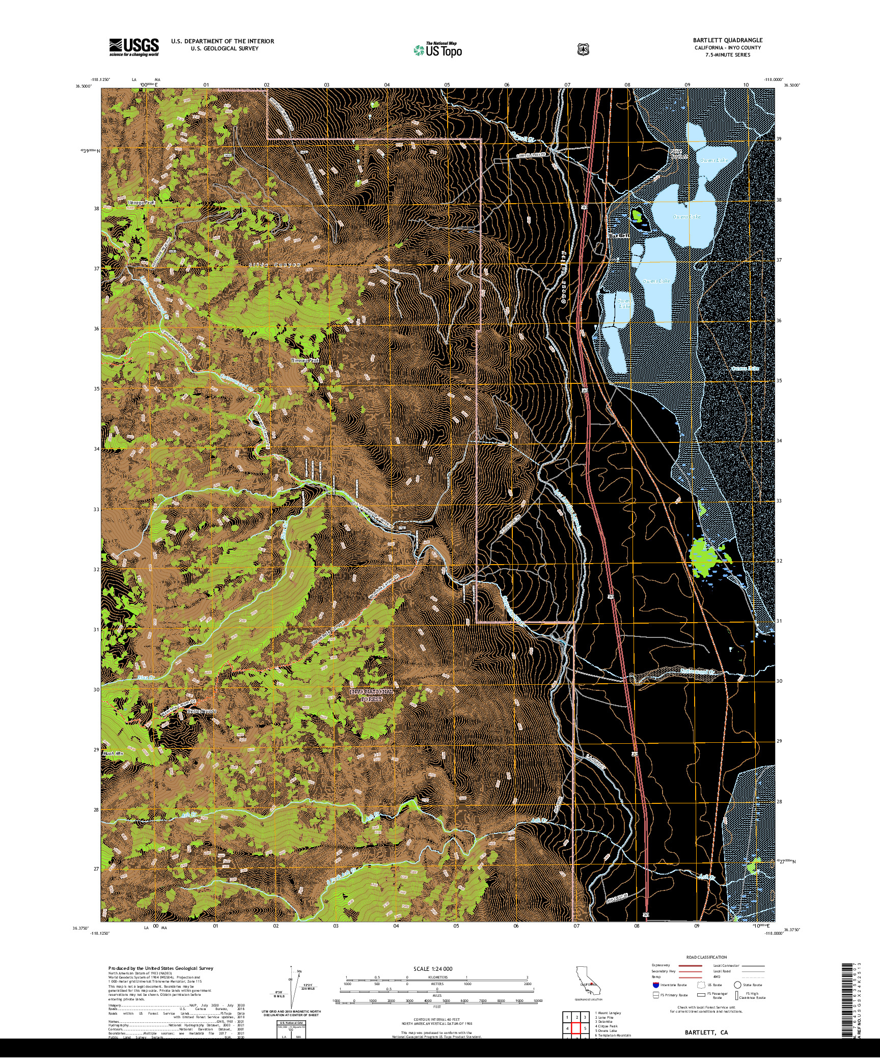 US TOPO 7.5-MINUTE MAP FOR BARTLETT, CA