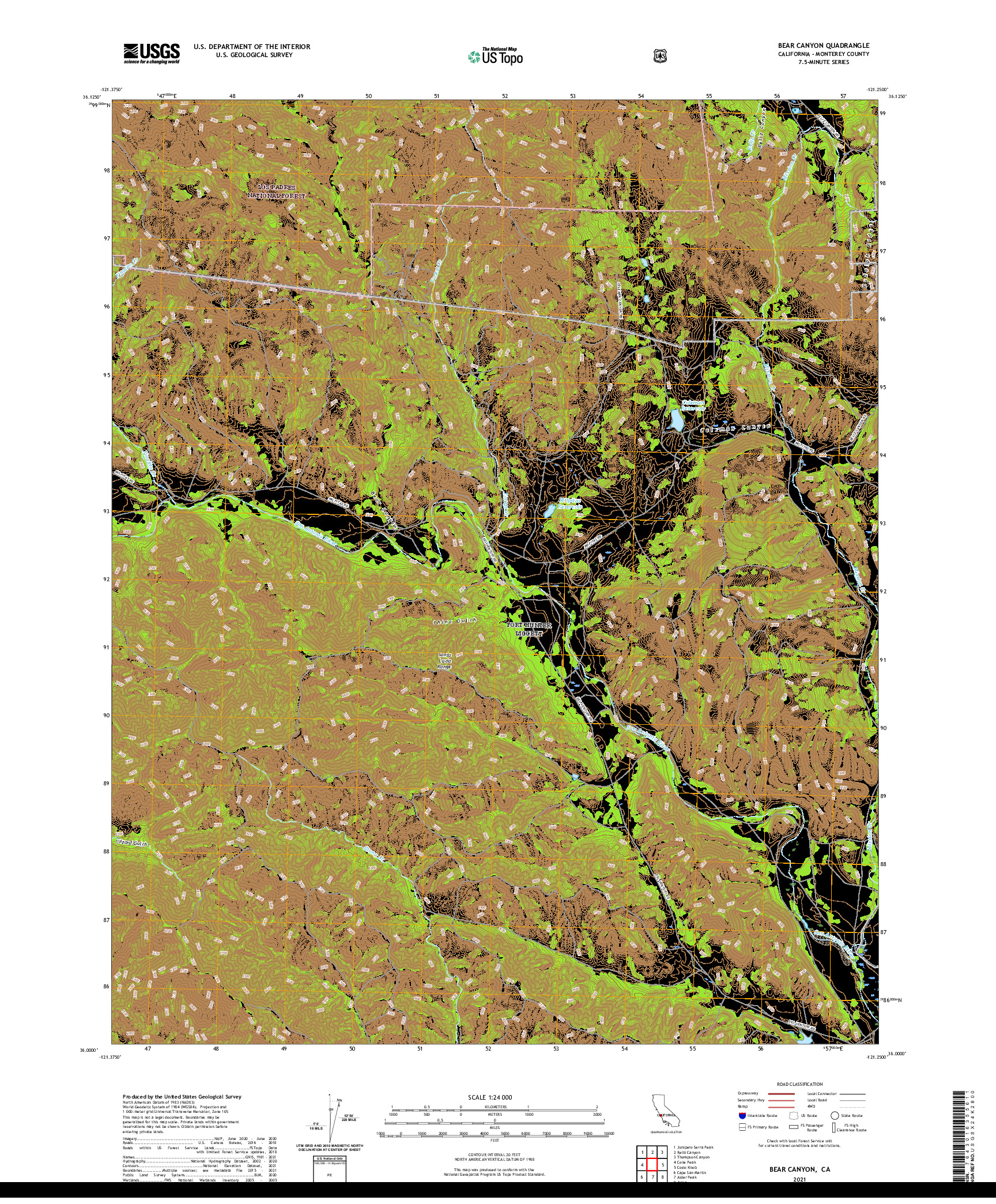 US TOPO 7.5-MINUTE MAP FOR BEAR CANYON, CA