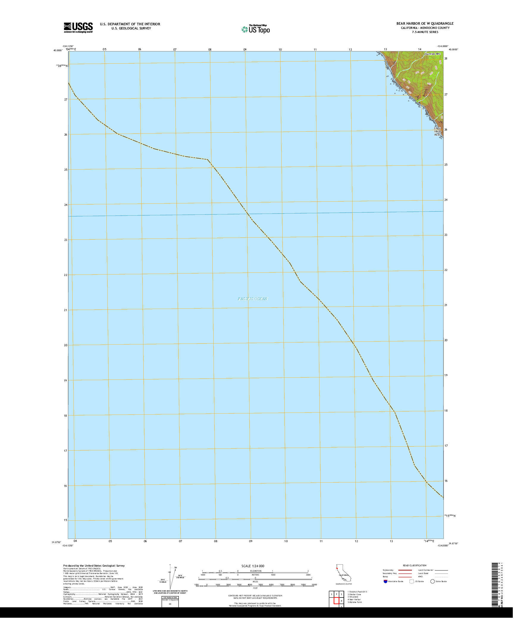 US TOPO 7.5-MINUTE MAP FOR BEAR HARBOR OE W, CA