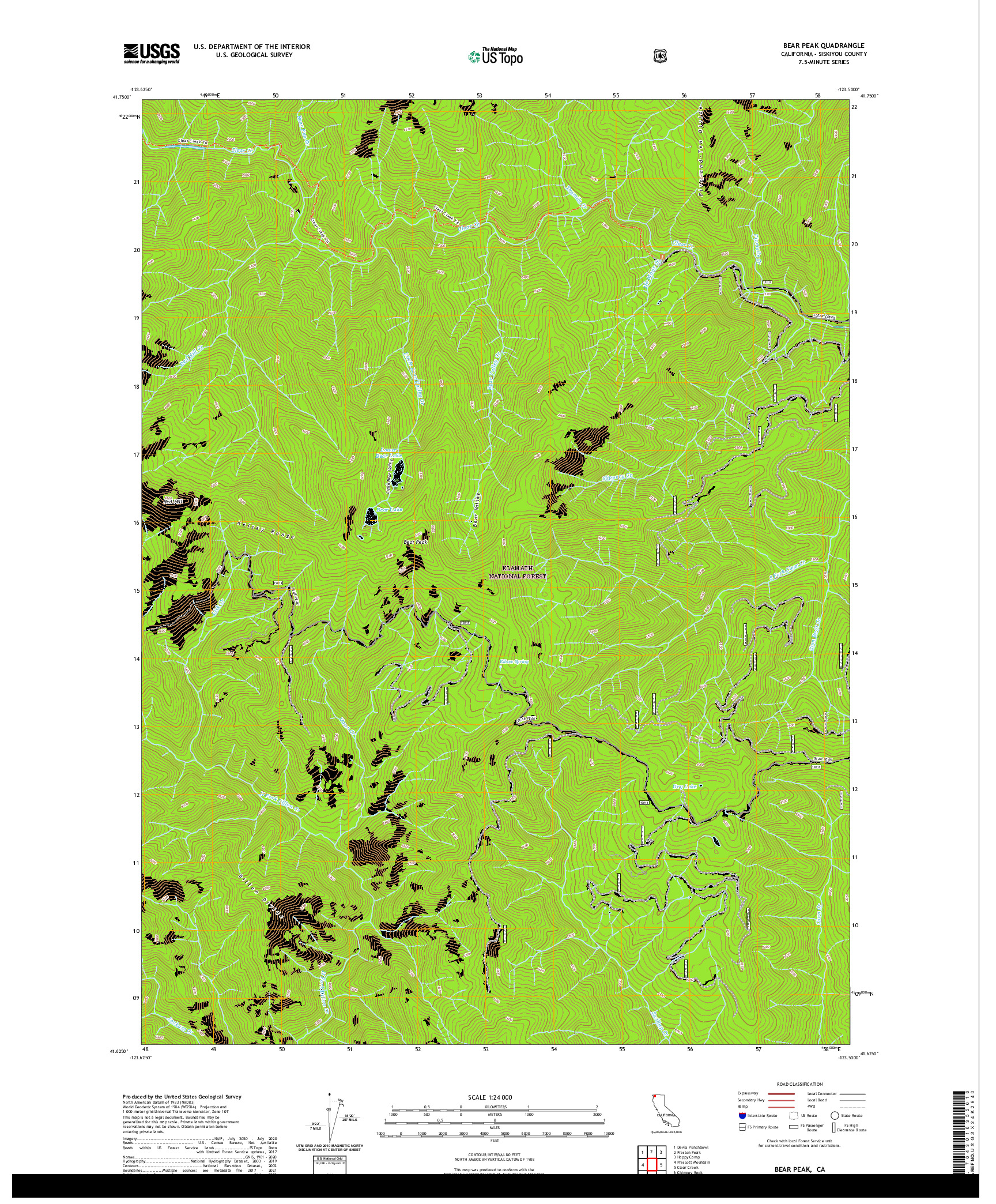 US TOPO 7.5-MINUTE MAP FOR BEAR PEAK, CA