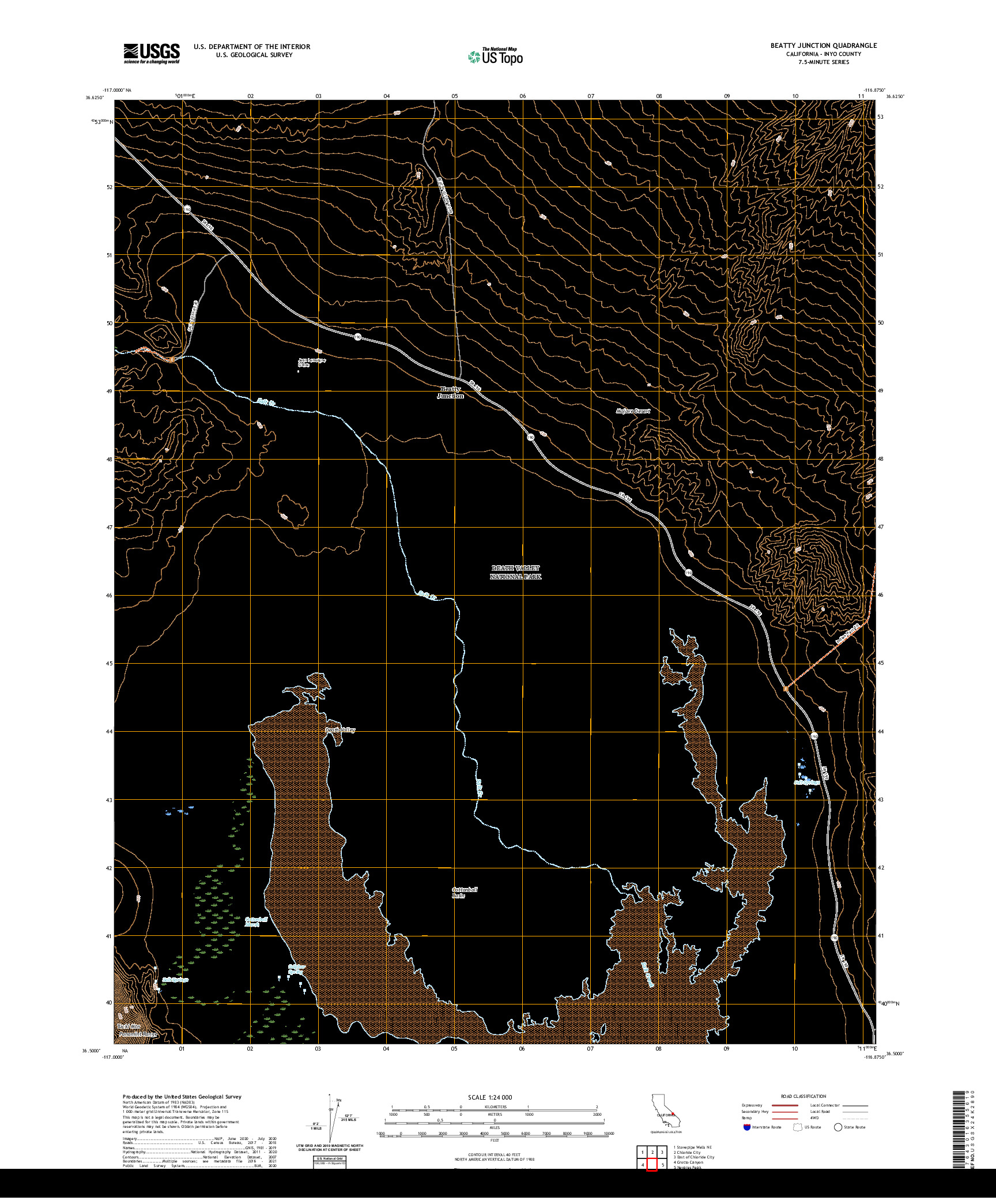 US TOPO 7.5-MINUTE MAP FOR BEATTY JUNCTION, CA