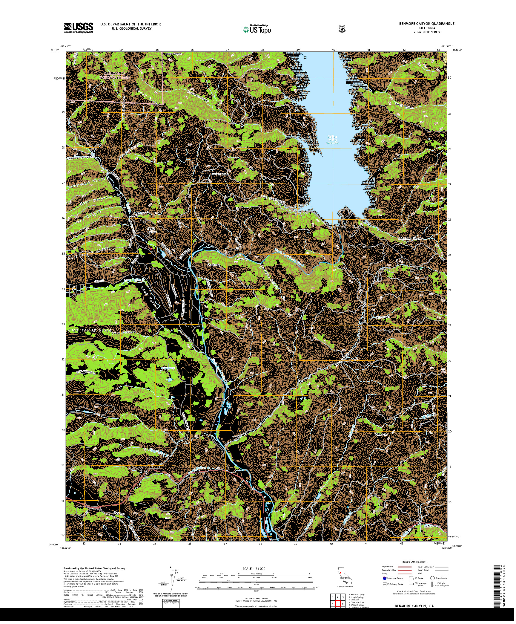 US TOPO 7.5-MINUTE MAP FOR BENMORE CANYON, CA