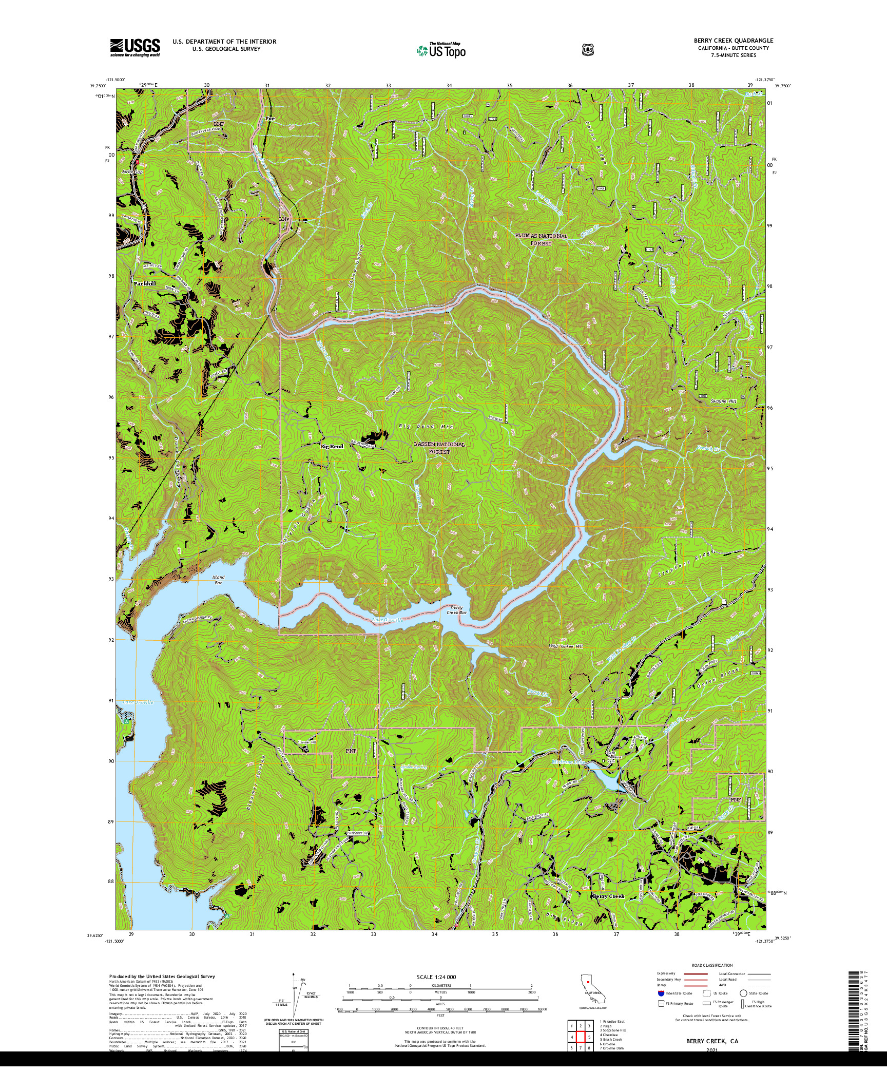 US TOPO 7.5-MINUTE MAP FOR BERRY CREEK, CA