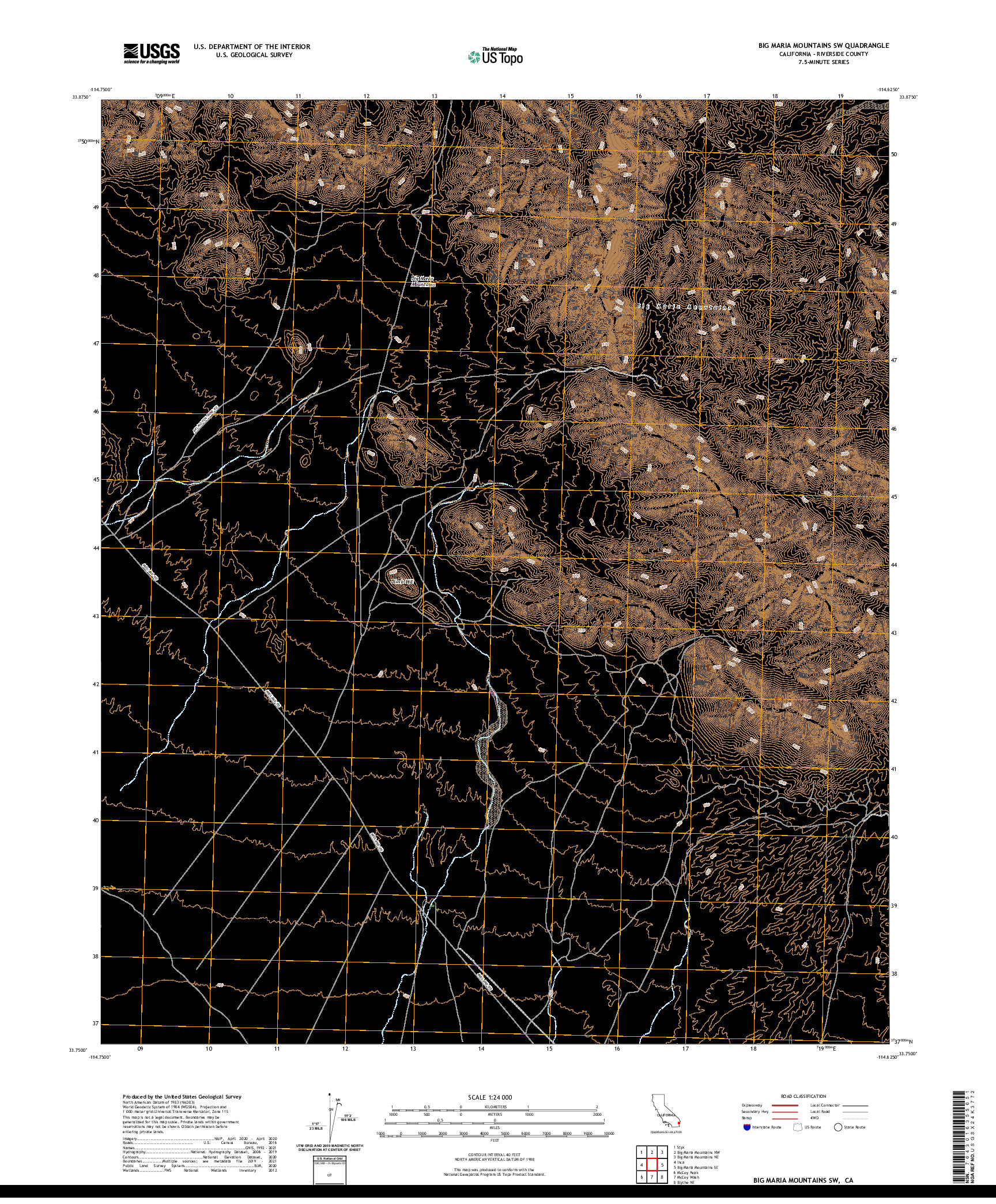 US TOPO 7.5-MINUTE MAP FOR BIG MARIA MOUNTAINS SW, CA