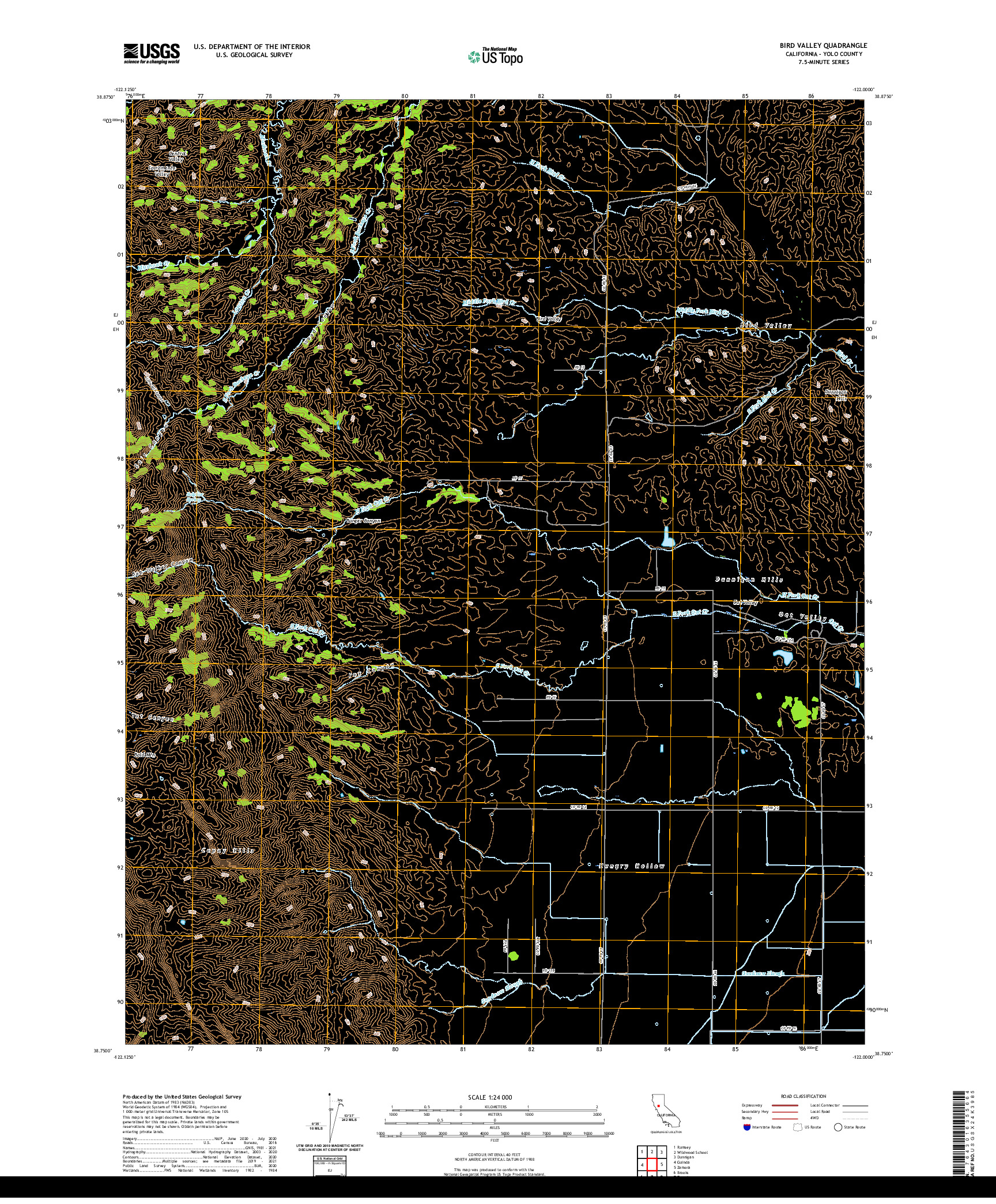 US TOPO 7.5-MINUTE MAP FOR BIRD VALLEY, CA