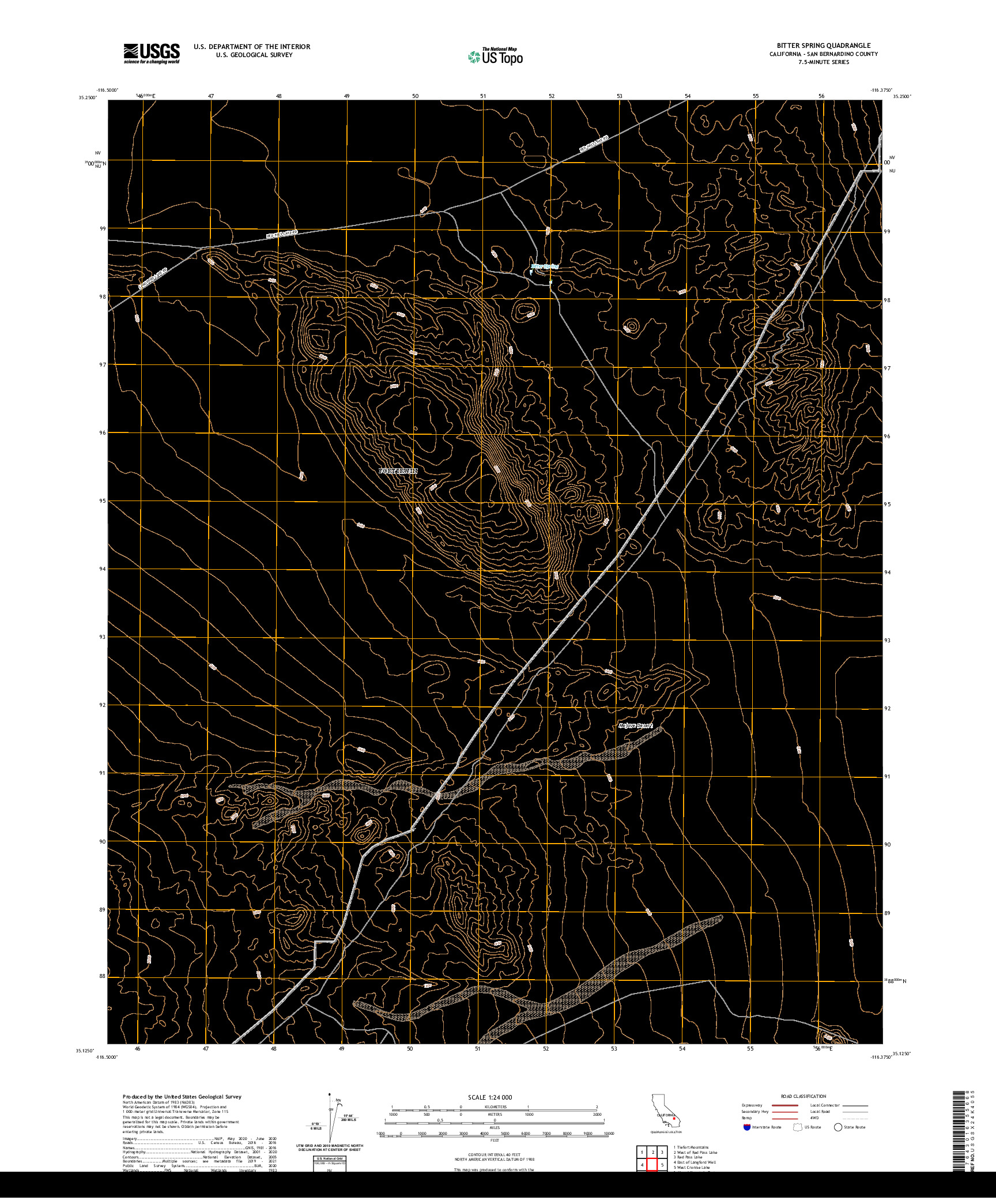 US TOPO 7.5-MINUTE MAP FOR BITTER SPRING, CA