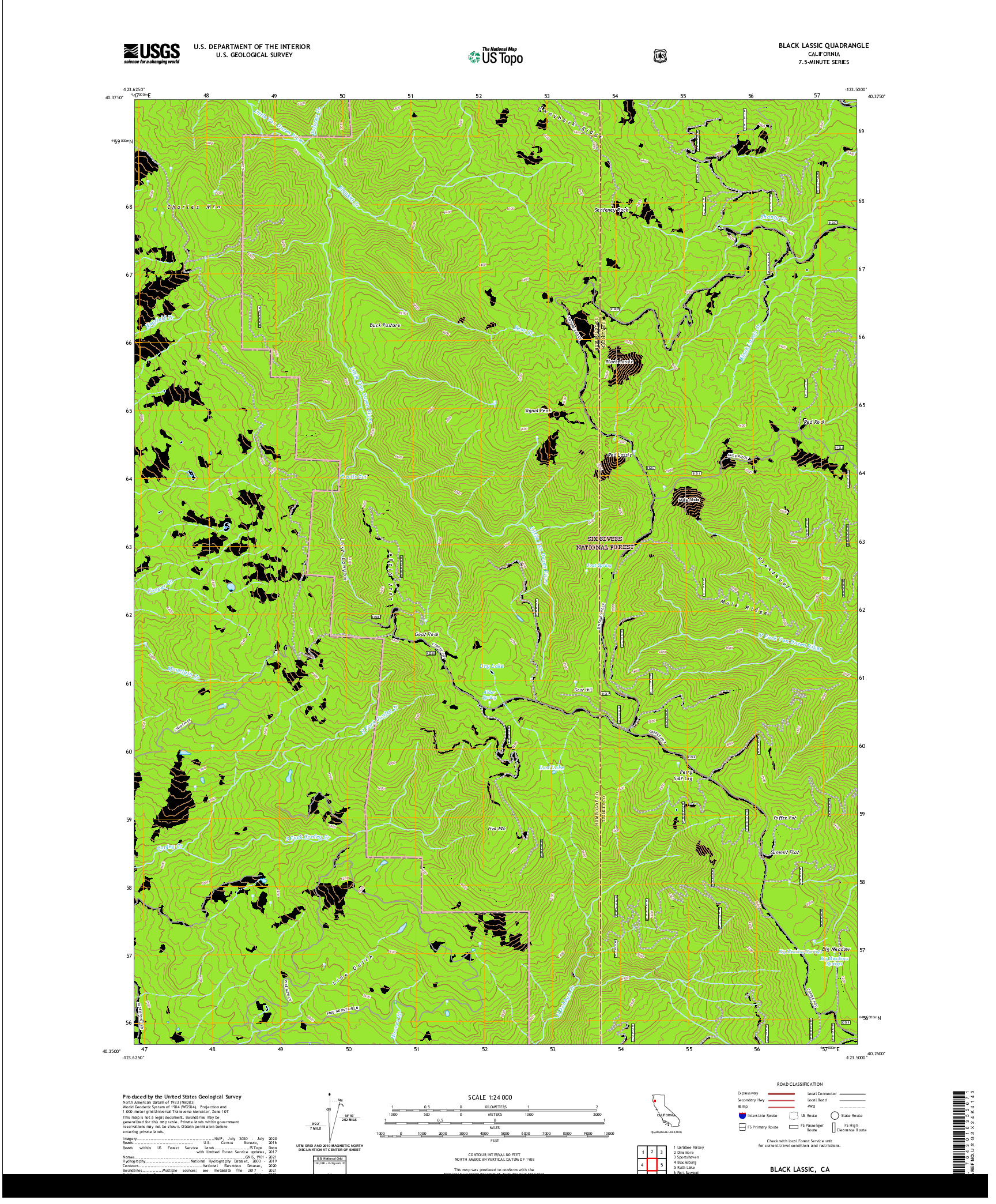 US TOPO 7.5-MINUTE MAP FOR BLACK LASSIC, CA