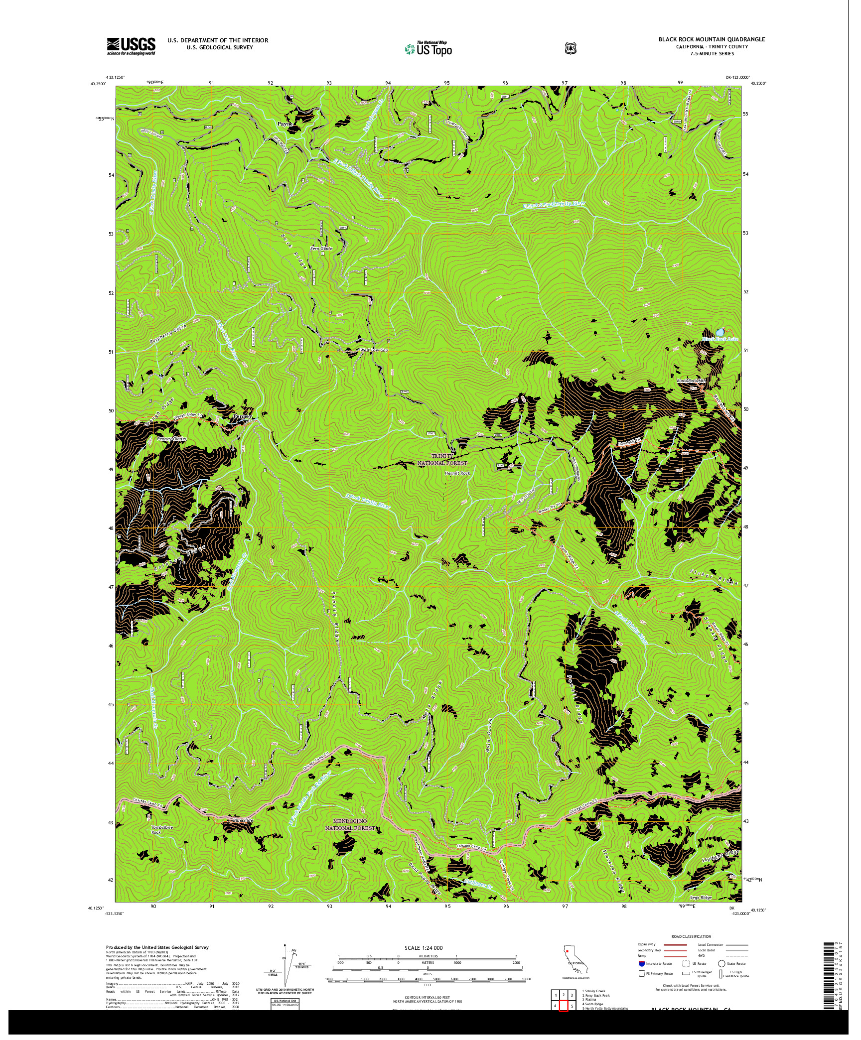 US TOPO 7.5-MINUTE MAP FOR BLACK ROCK MOUNTAIN, CA