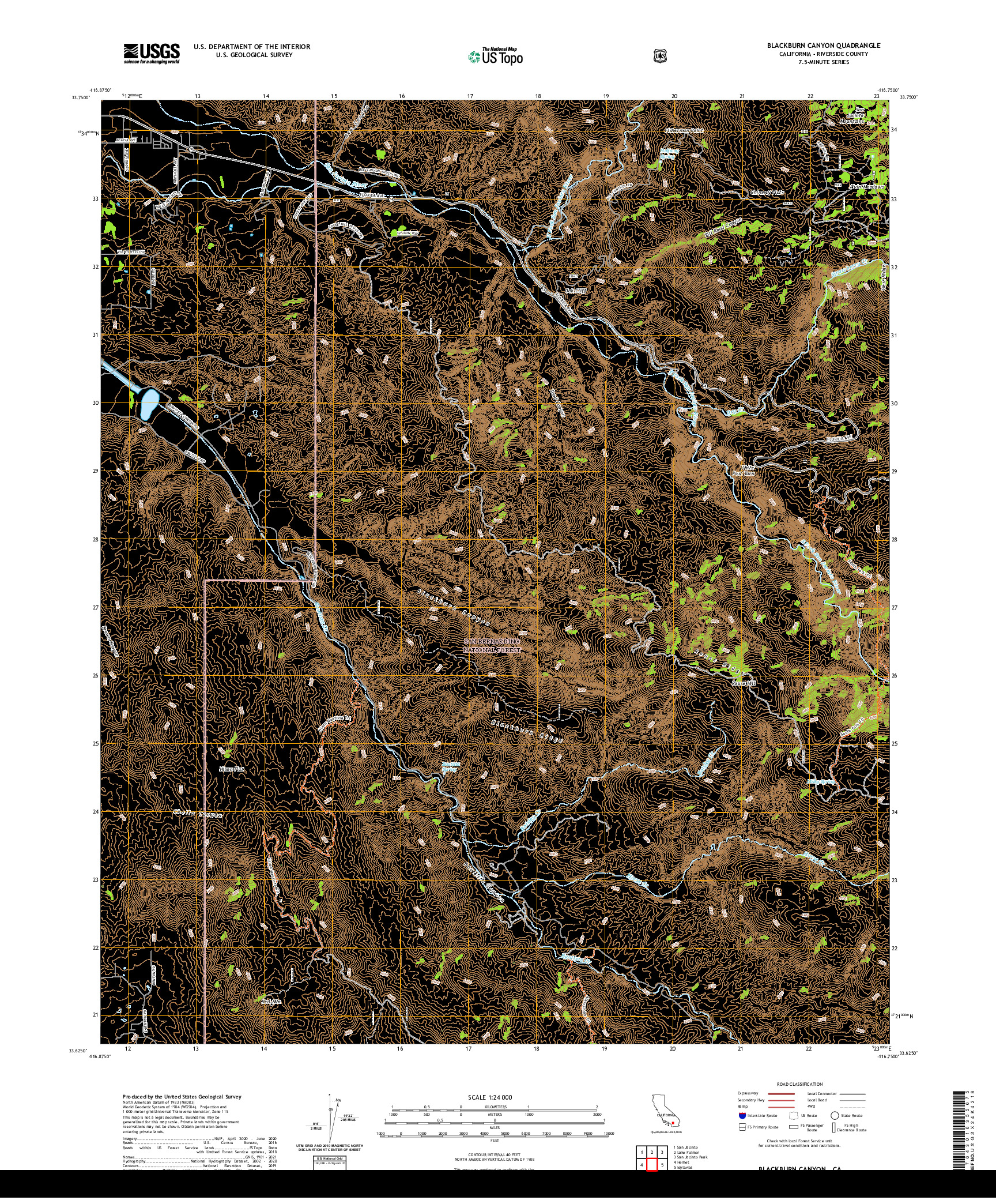 US TOPO 7.5-MINUTE MAP FOR BLACKBURN CANYON, CA