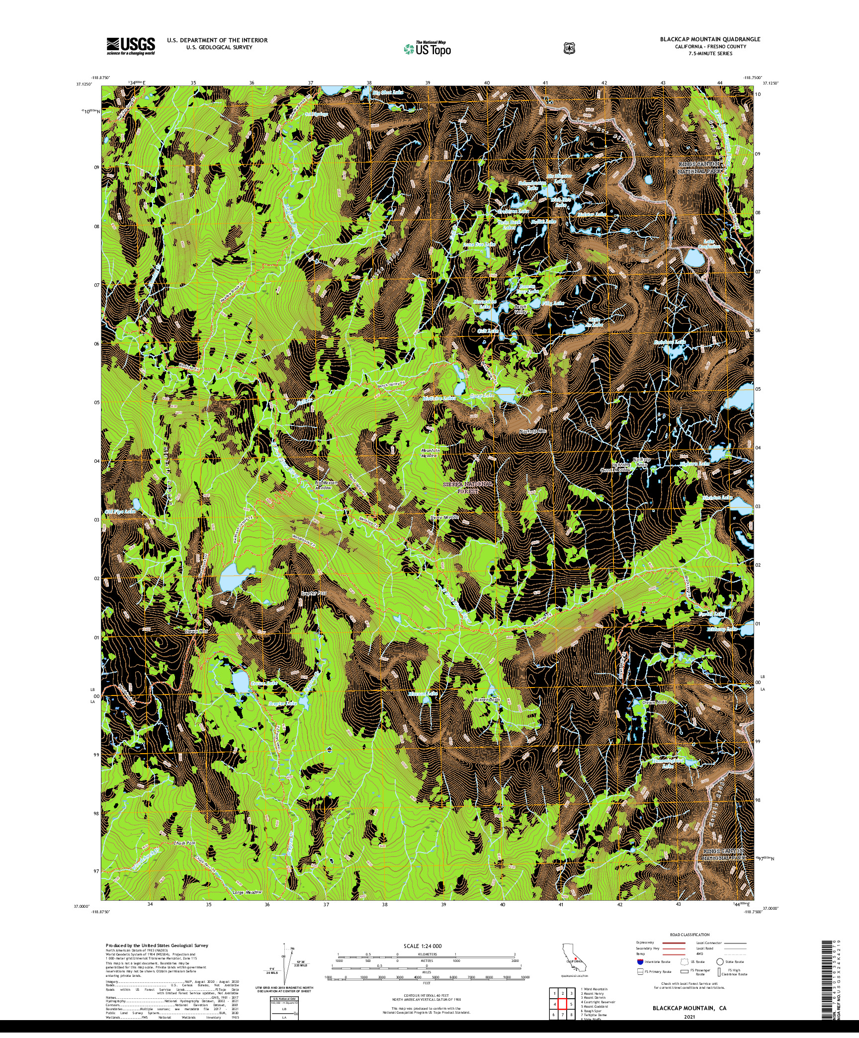 US TOPO 7.5-MINUTE MAP FOR BLACKCAP MOUNTAIN, CA