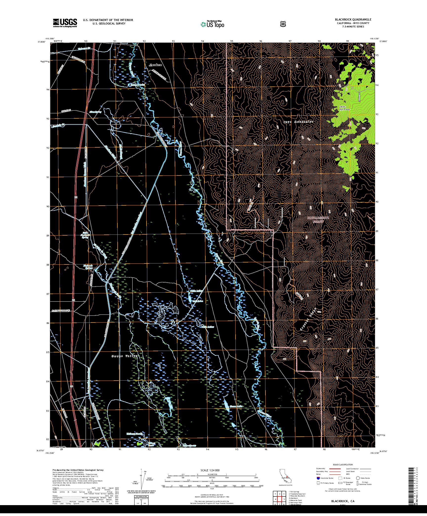 US TOPO 7.5-MINUTE MAP FOR BLACKROCK, CA