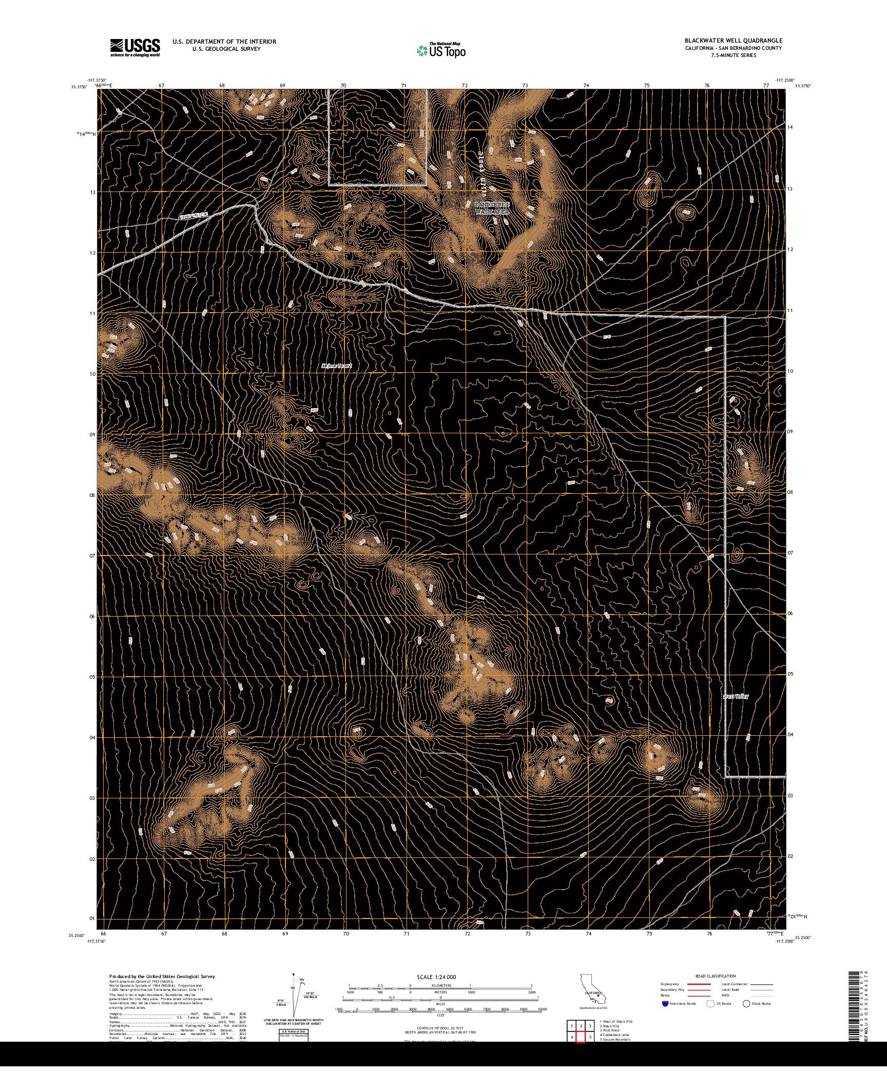 US TOPO 7.5-MINUTE MAP FOR BLACKWATER WELL, CA