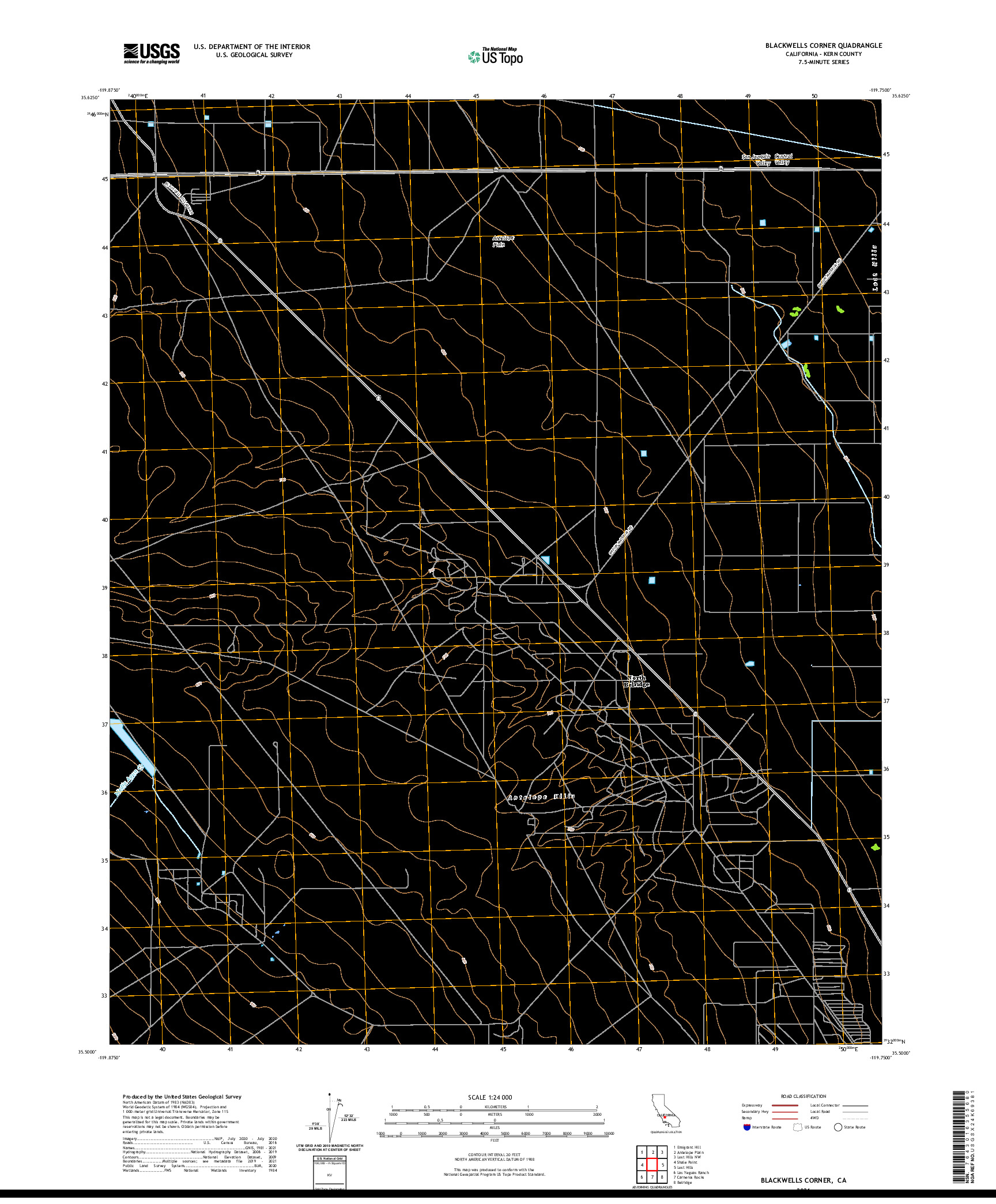 US TOPO 7.5-MINUTE MAP FOR BLACKWELLS CORNER, CA