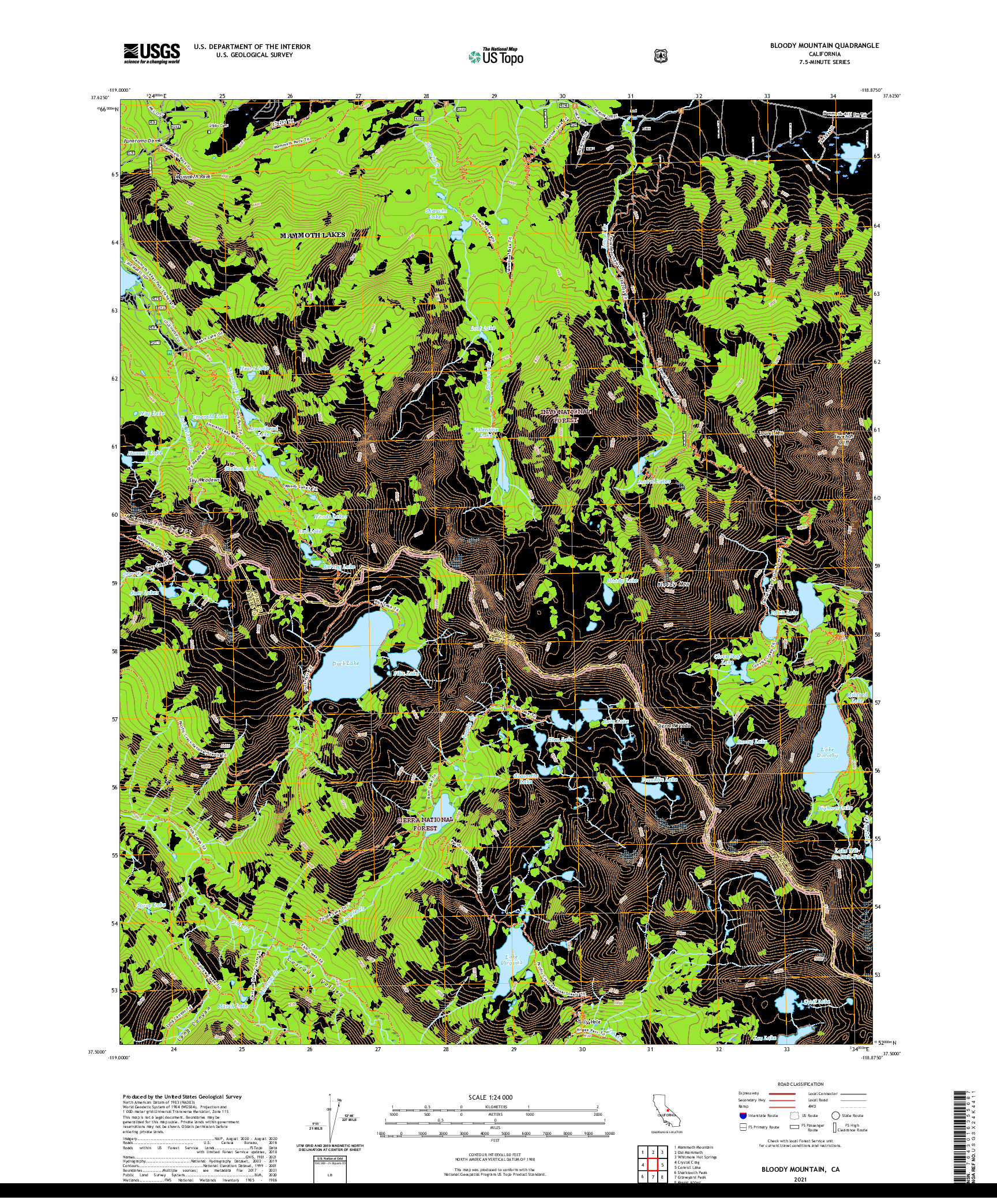 US TOPO 7.5-MINUTE MAP FOR BLOODY MOUNTAIN, CA