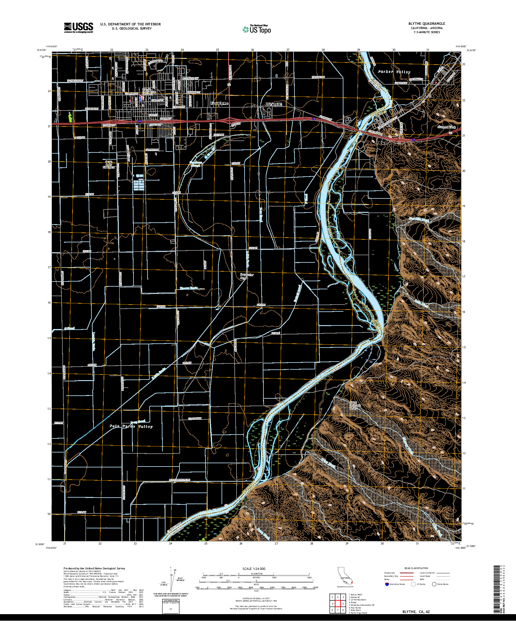 US TOPO 7.5-MINUTE MAP FOR BLYTHE, CA,AZ