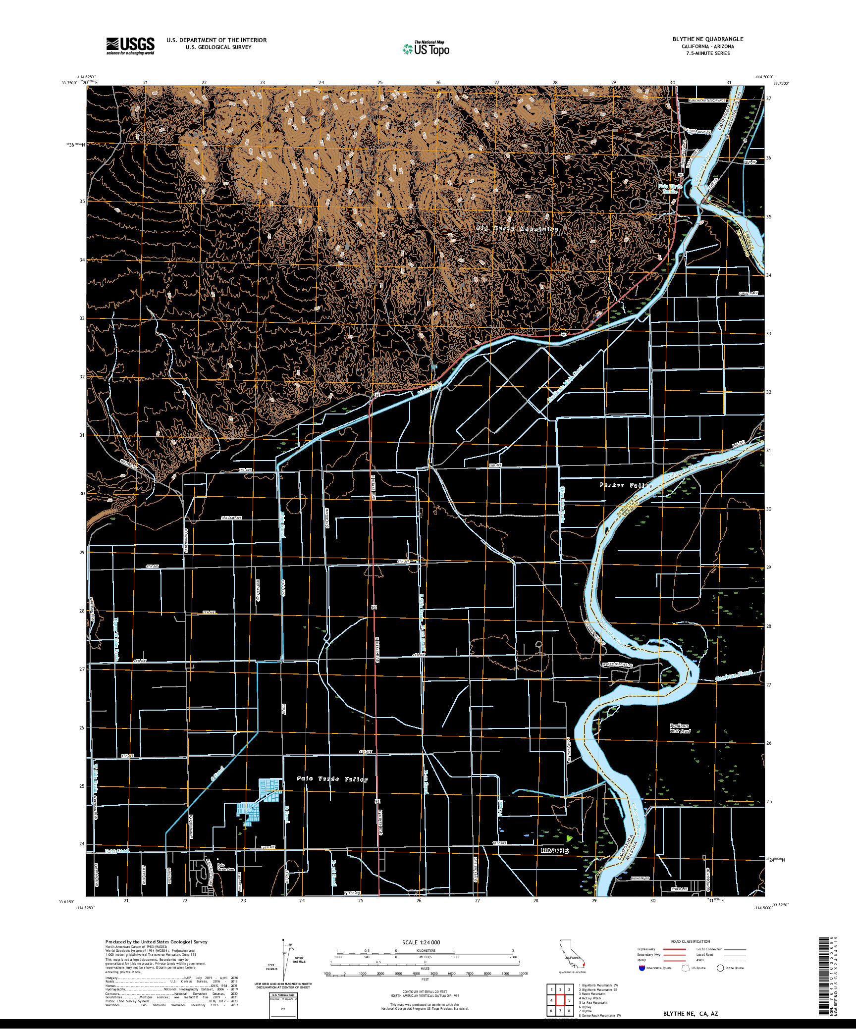 US TOPO 7.5-MINUTE MAP FOR BLYTHE NE, CA,AZ