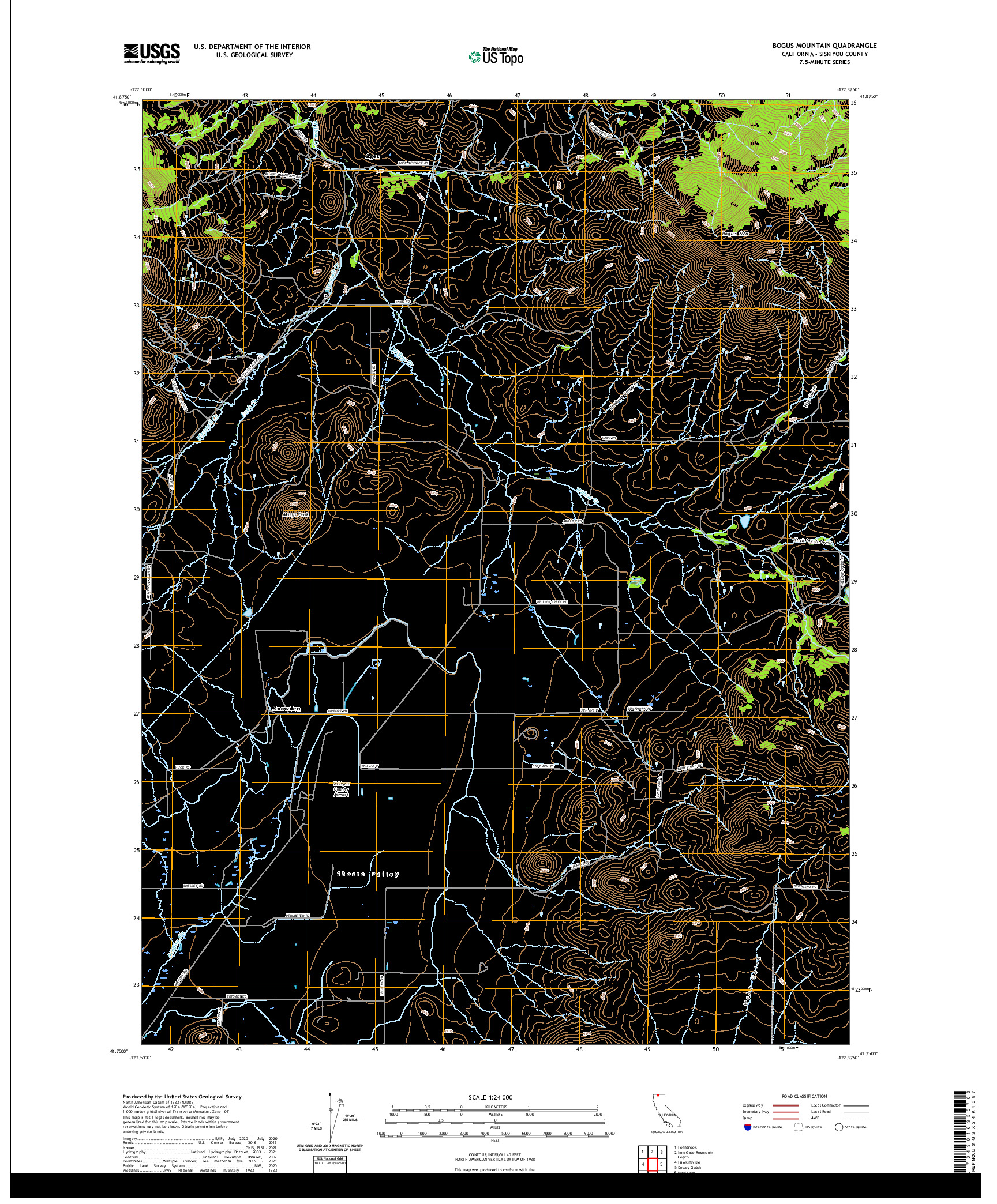 US TOPO 7.5-MINUTE MAP FOR BOGUS MOUNTAIN, CA