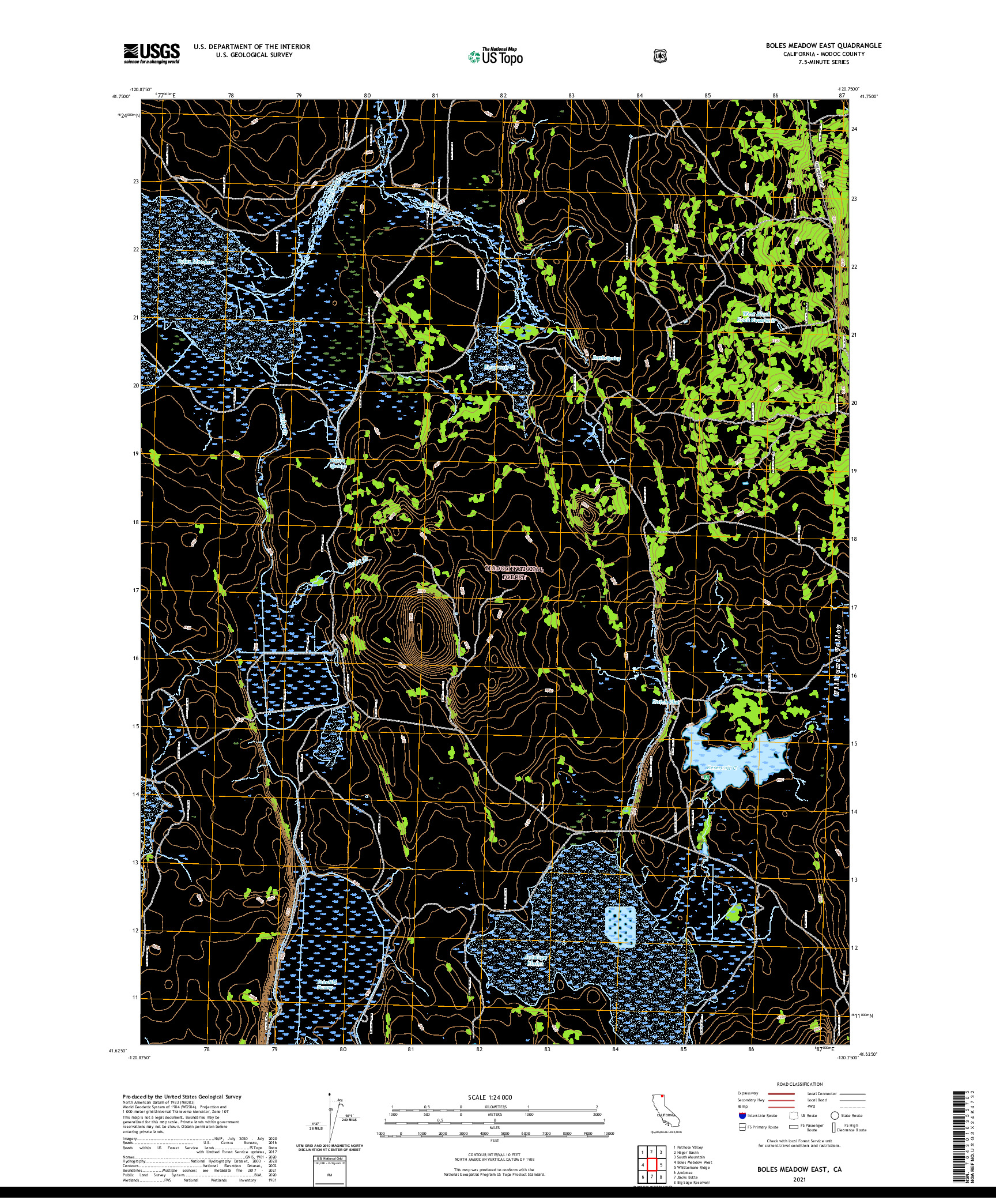 US TOPO 7.5-MINUTE MAP FOR BOLES MEADOW EAST, CA