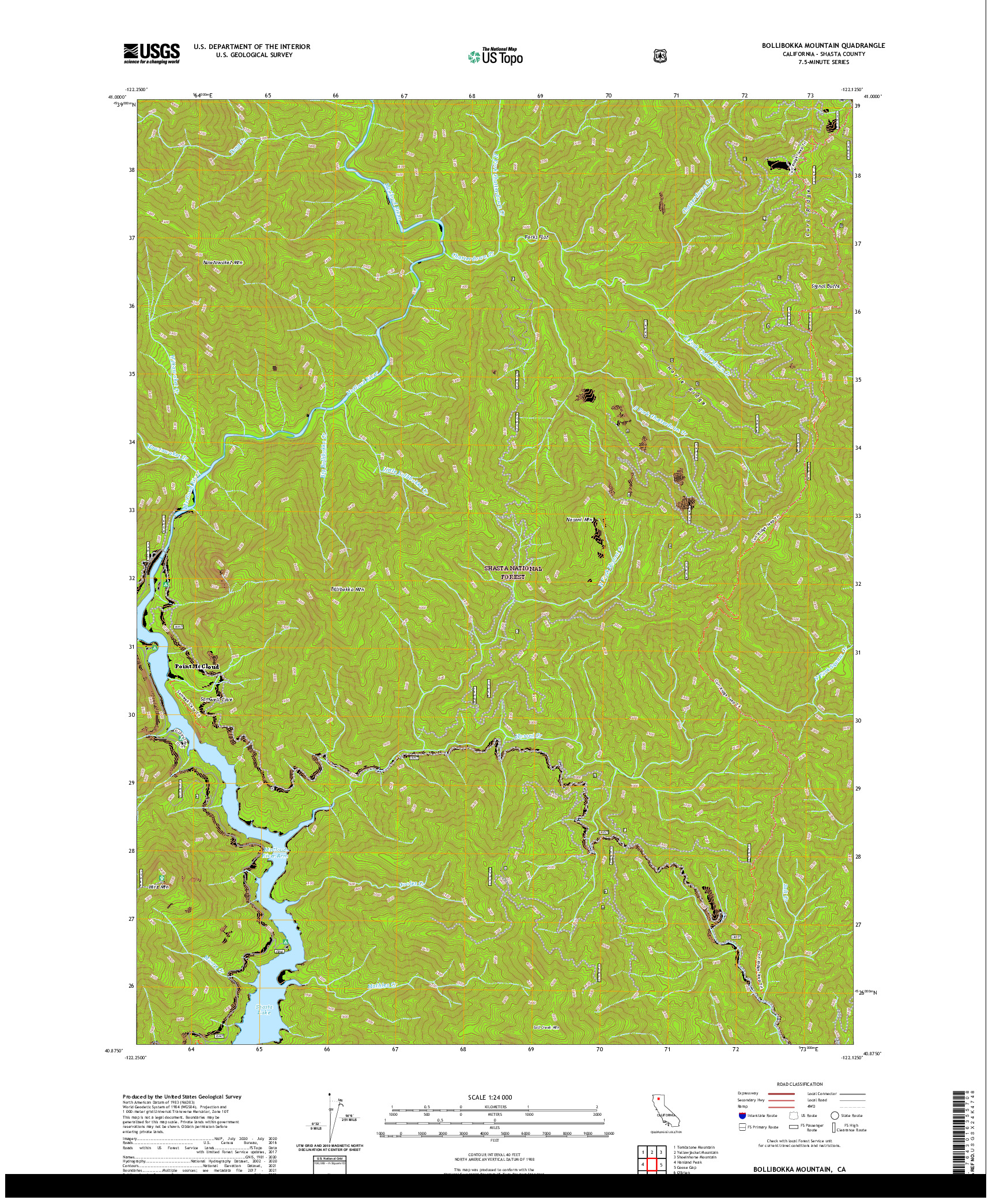 US TOPO 7.5-MINUTE MAP FOR BOLLIBOKKA MOUNTAIN, CA