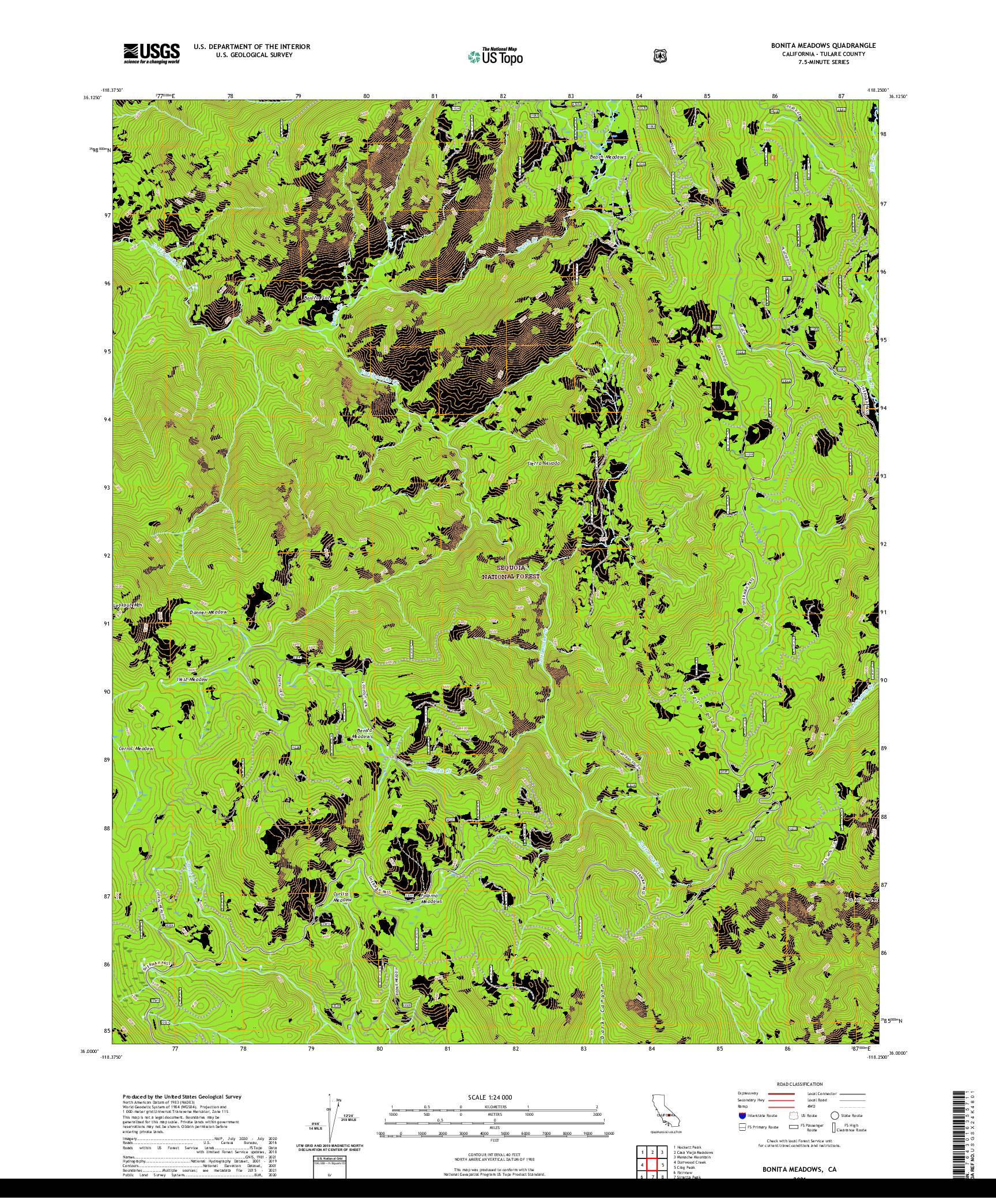 US TOPO 7.5-MINUTE MAP FOR BONITA MEADOWS, CA